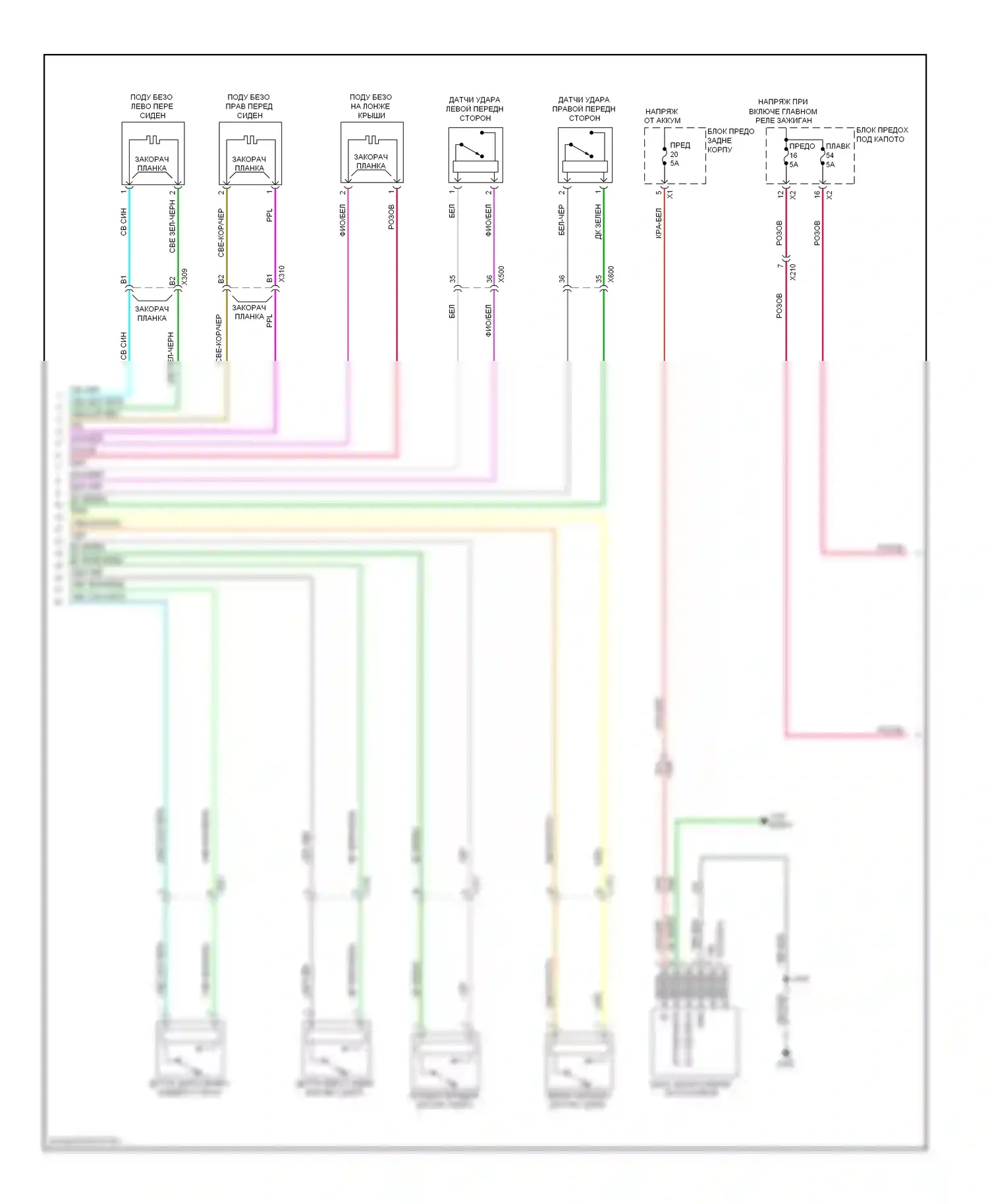 9-4X Saab I (2011-2011): Электросхема подушек безопасности (2 из 3) 