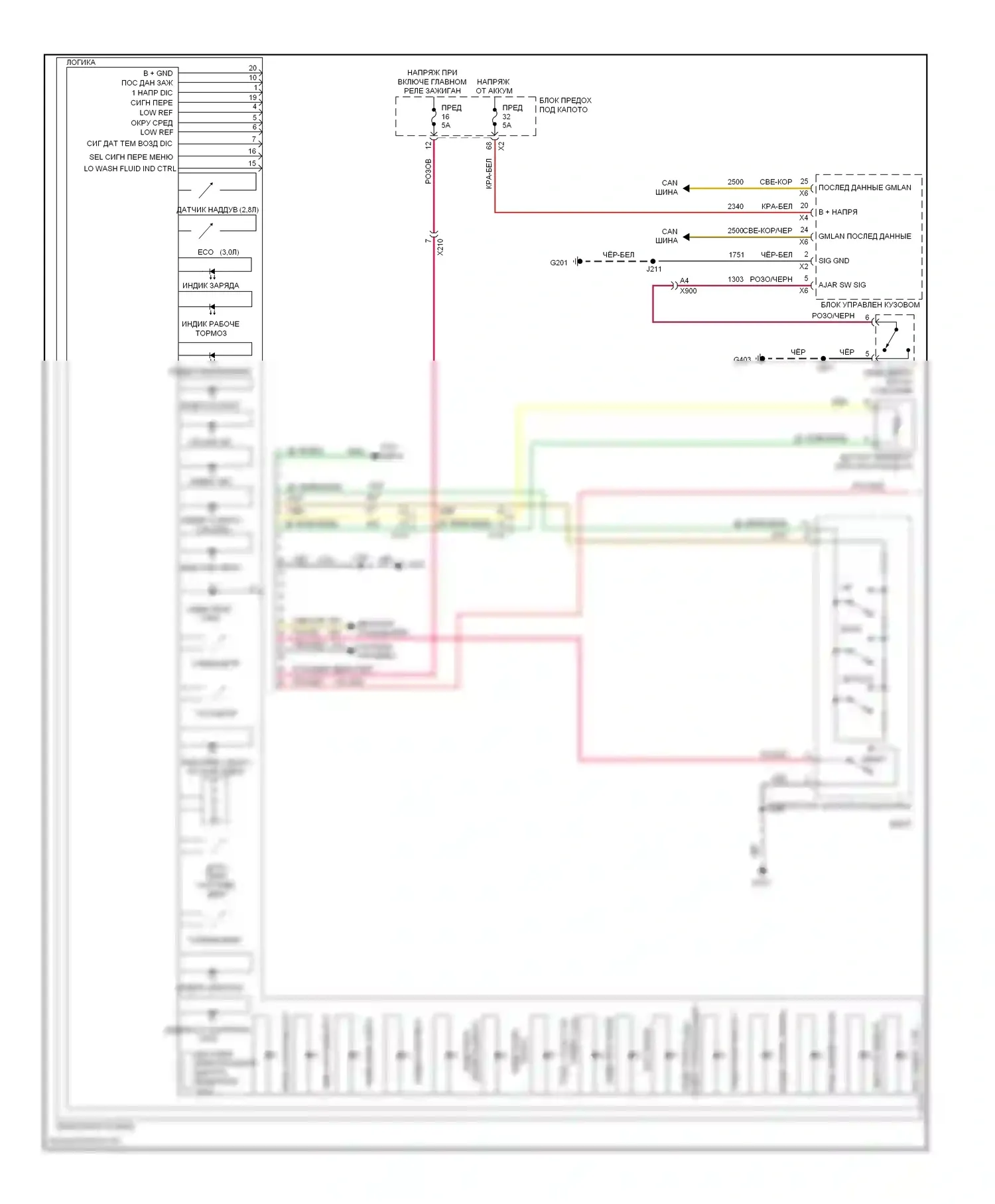 9-4X Saab I (2011-2011): Электросхема приборной панели (1 из 2) 