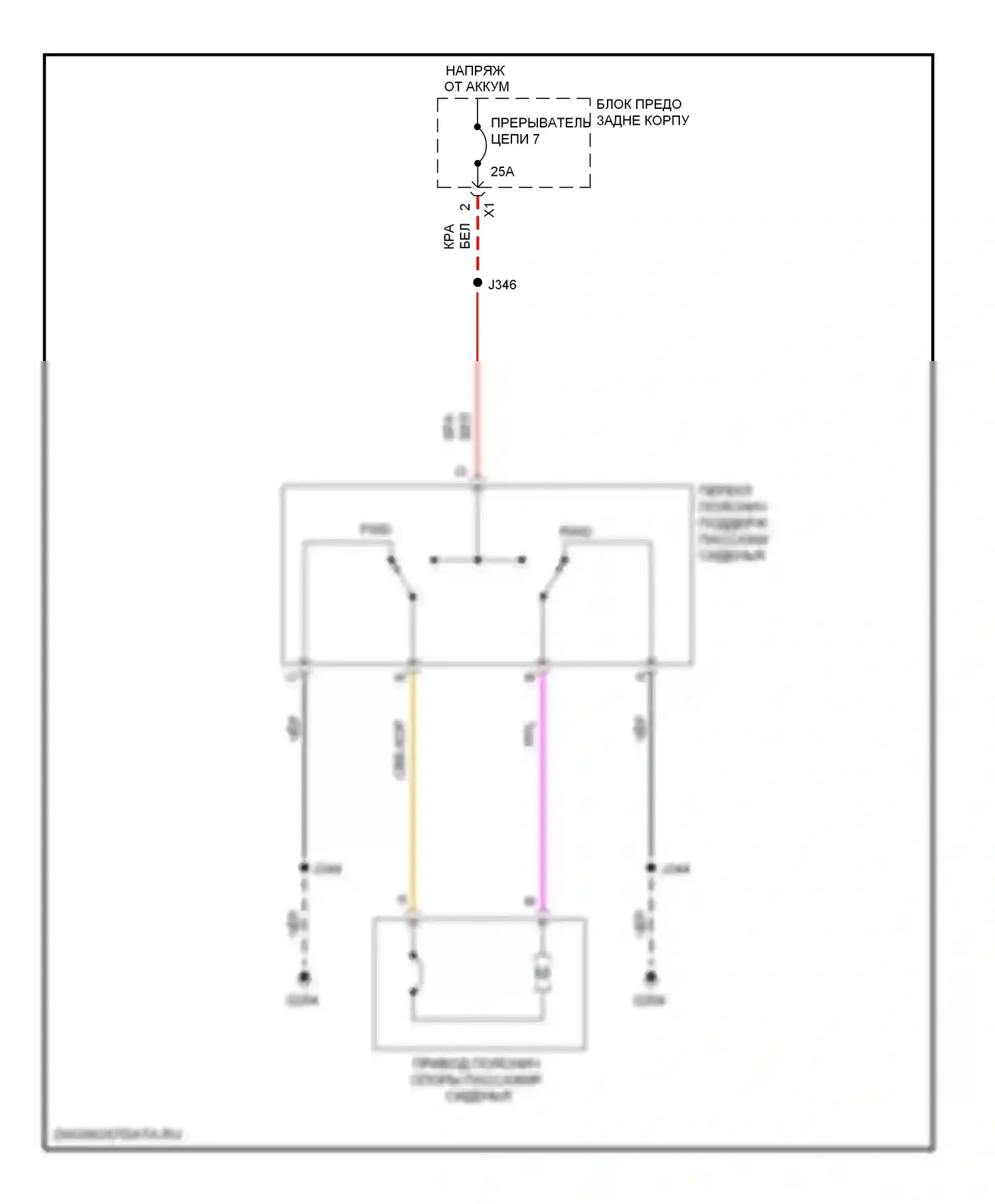 9-4X Saab I (2011-2011): Поясничная электросхема пассажира 