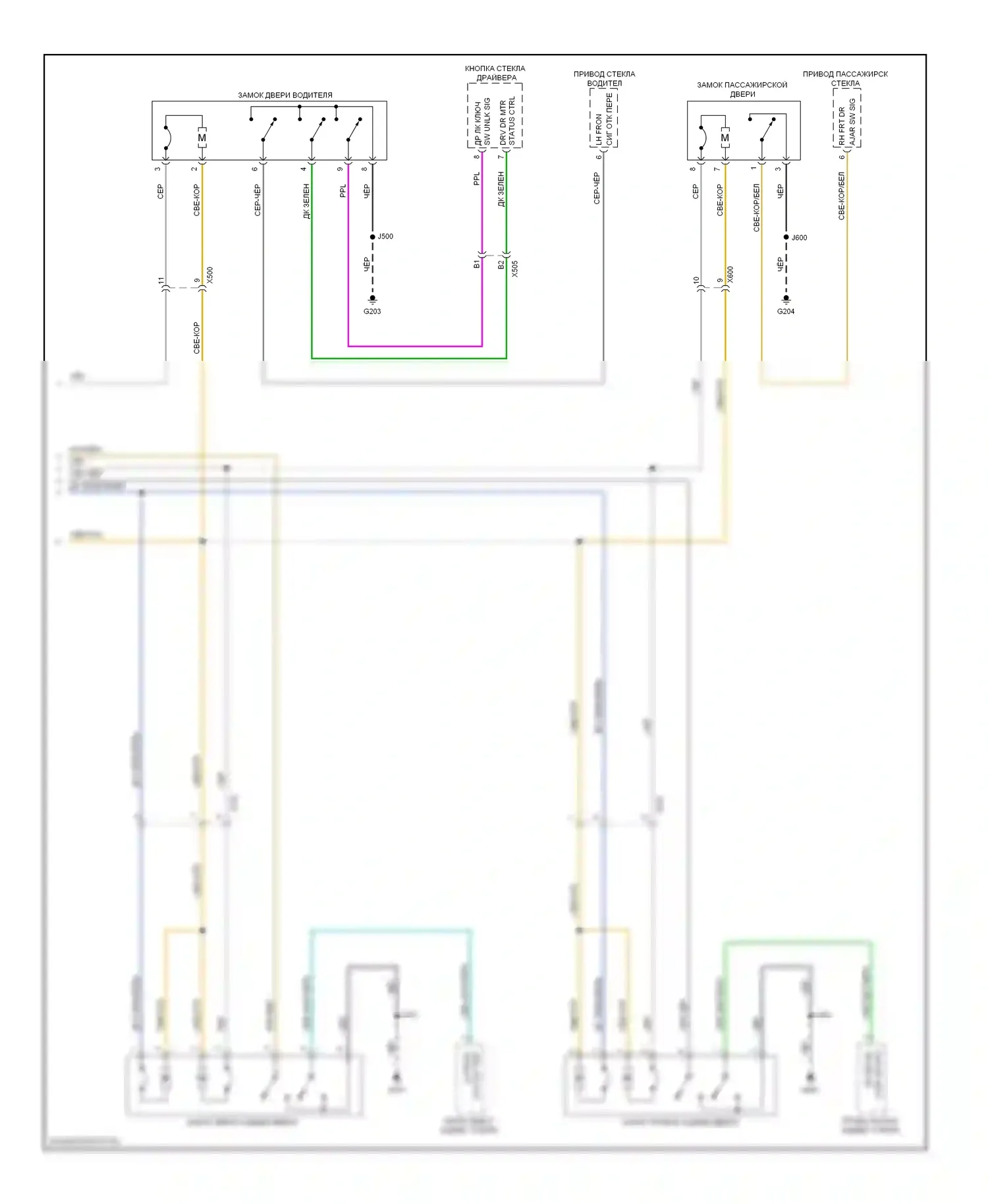 9-4X Saab I (2011-2011): Электросхема центрального замка, без пассивного бесключевого доступа (2 из 2) 