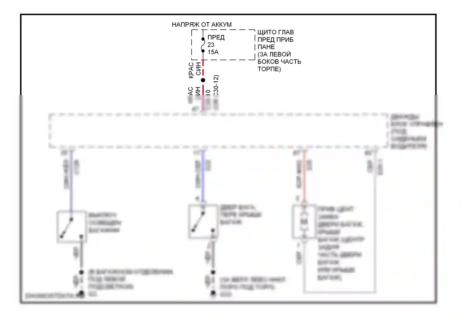 9-5 Saab I рестайлинг 2 (2005-2010): Электросхема разъединения багажника 