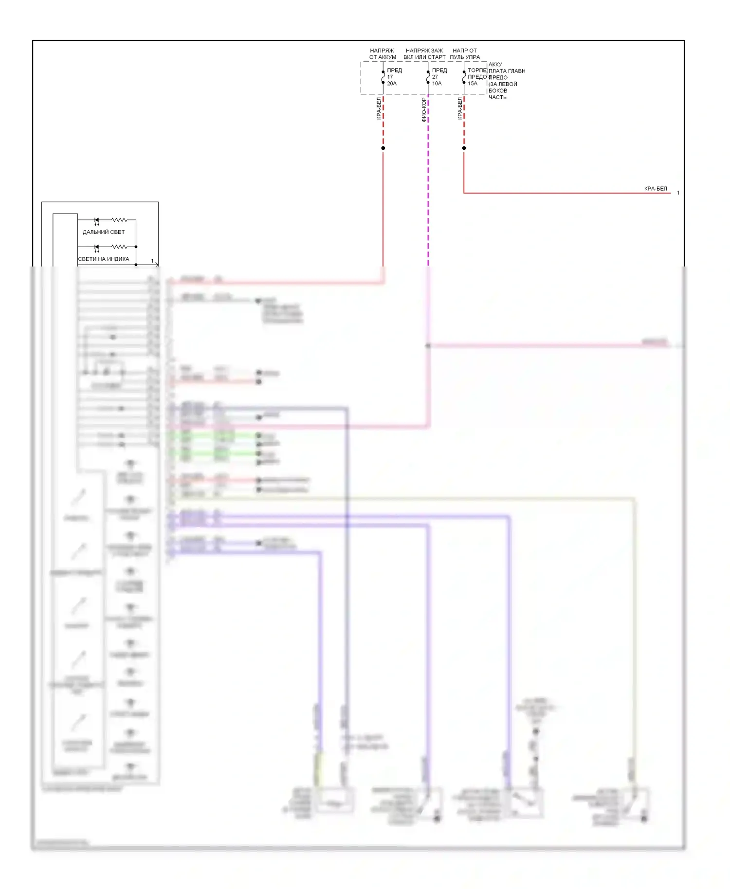 9-5 Saab I рестайлинг 2 (2005-2010): Электросхема приборной панели (1 из 2) 
