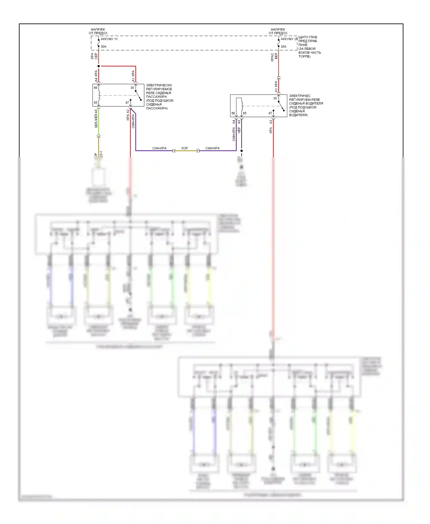 9-5 Saab I рестайлинг 2 (2005-2010): Электросхема сидений 