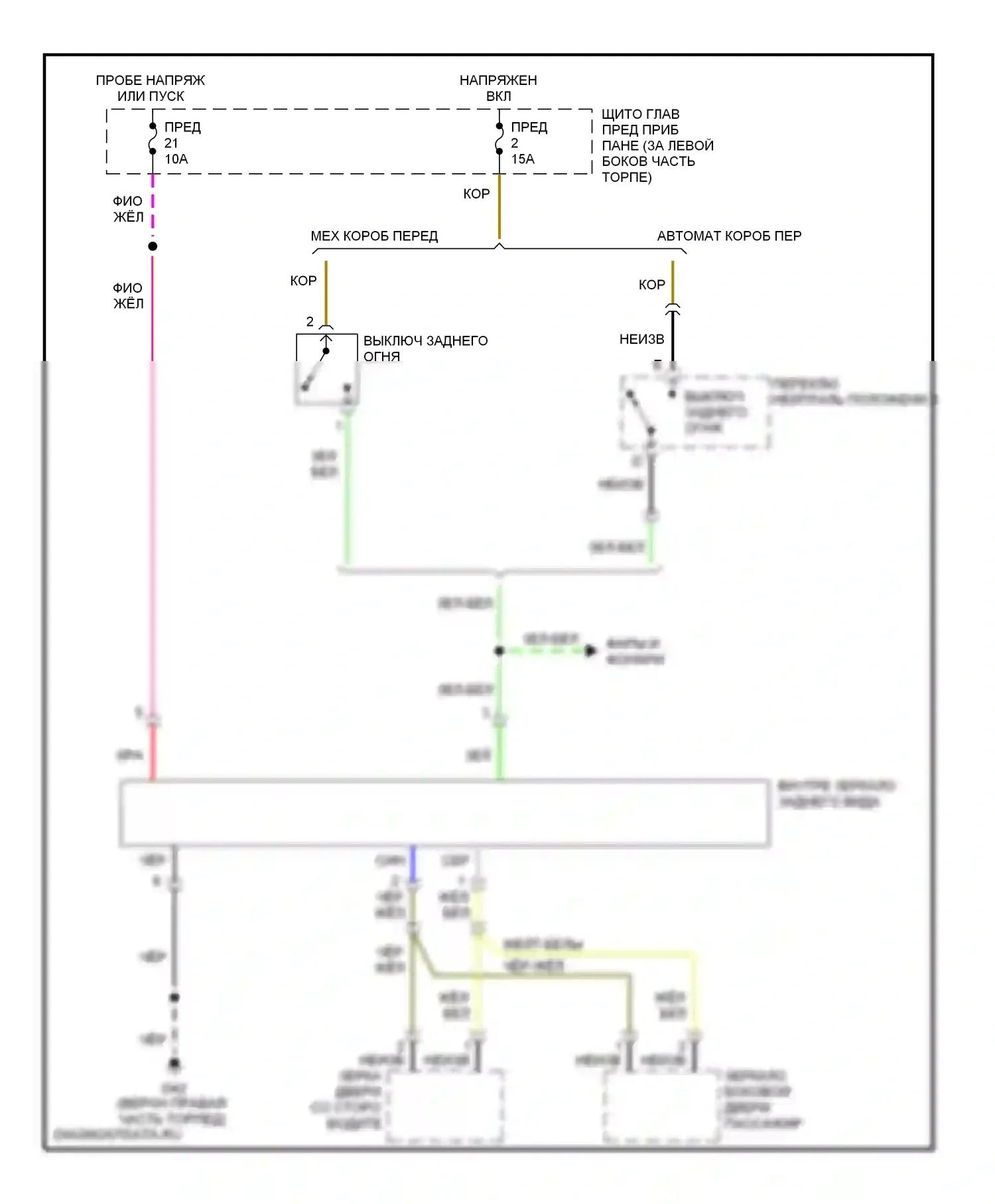 9-5 Saab I рестайлинг 2 (2005-2010): Электросхема автоматического дневного/ночного зеркала 