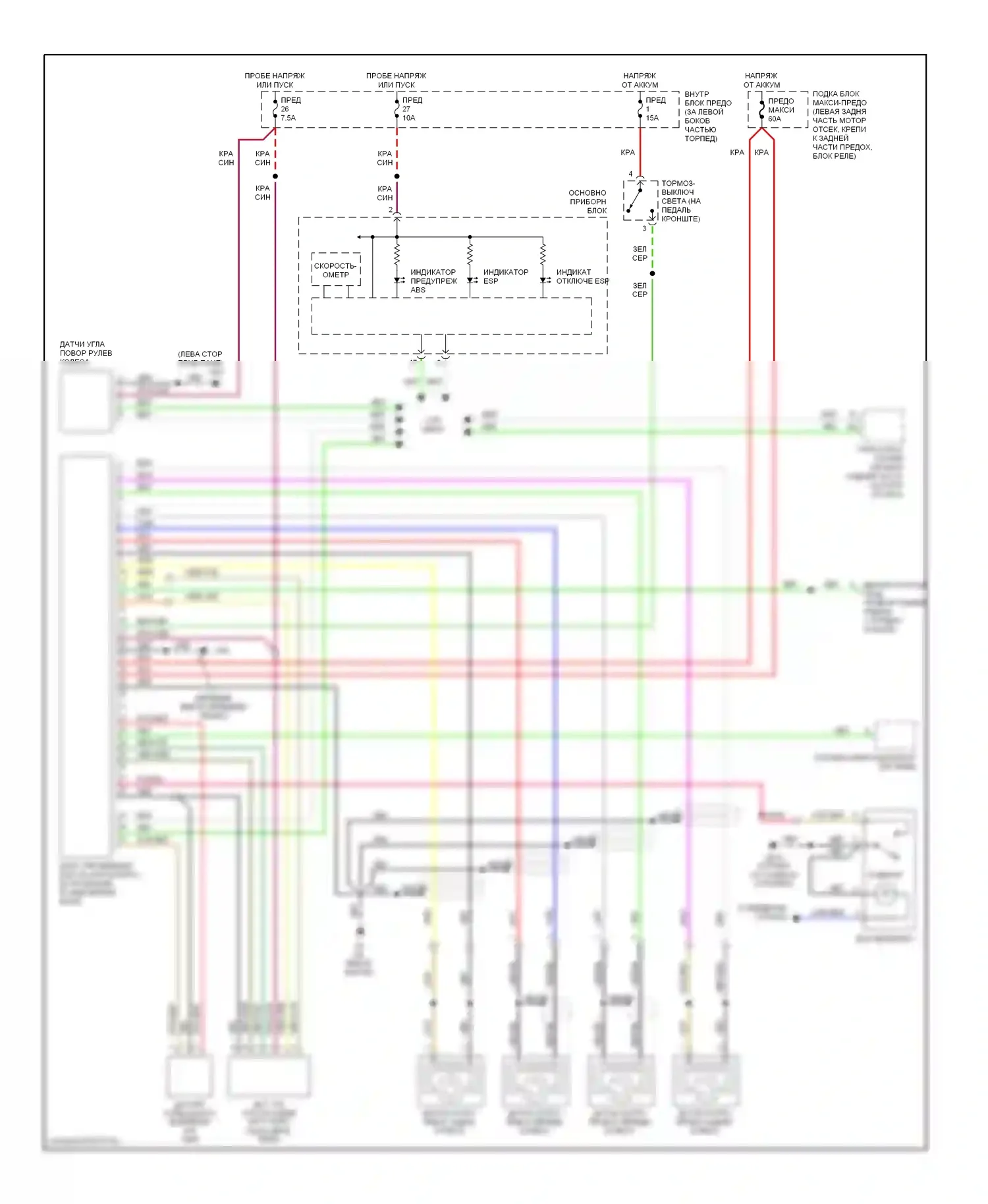 9-5 Saab I рестайлинг (2001-2005): Антиблокировочная система abs электросхема с курсовыми устойчивостями (esp) 