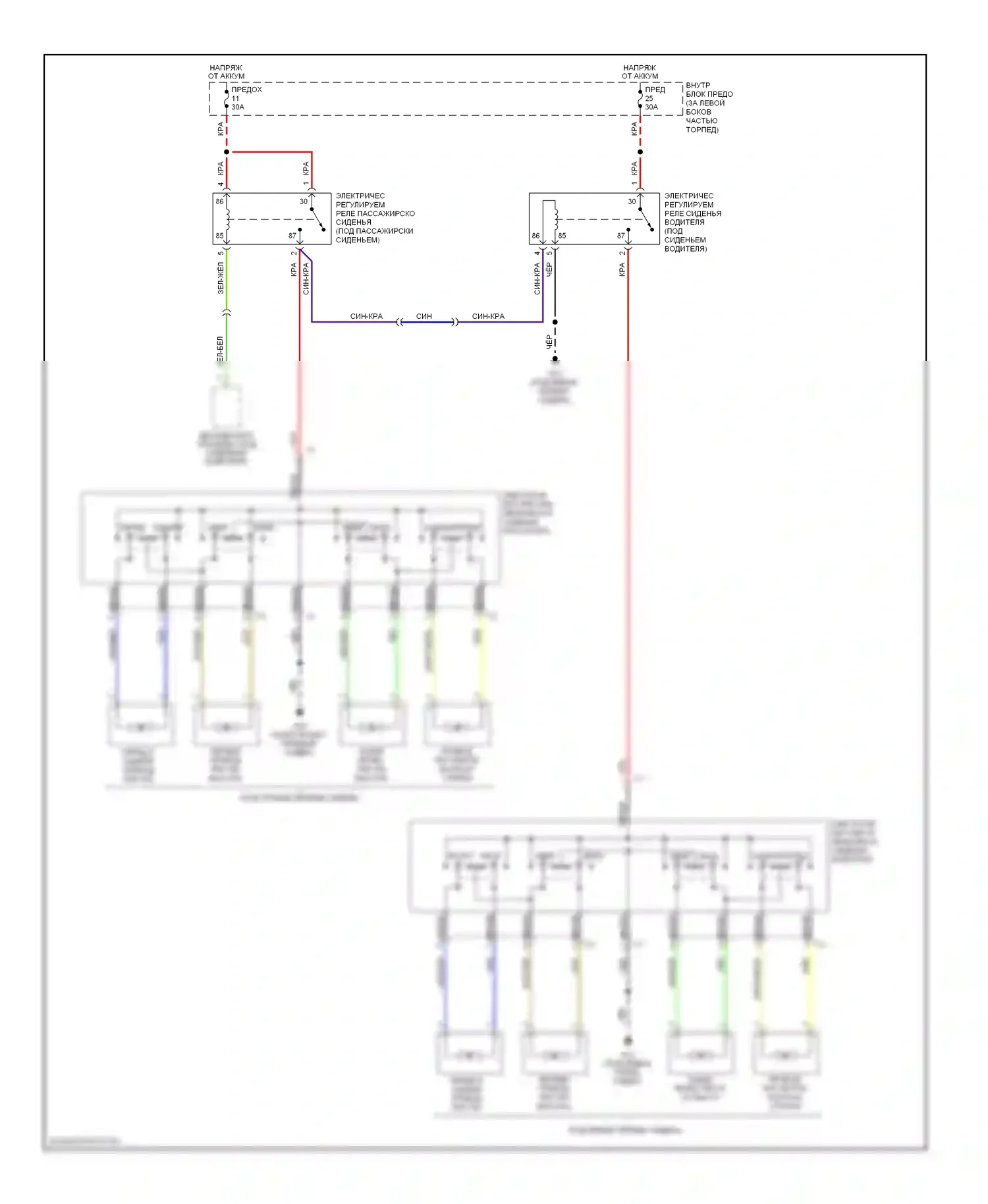 9-5 Saab I рестайлинг (2001-2005): Электросхема сидений 