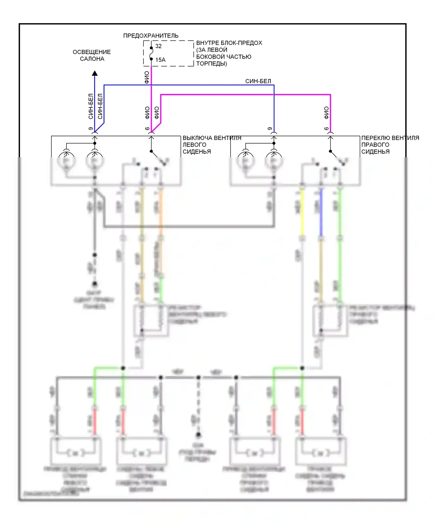 9-5 Saab I рестайлинг (2001-2005): Электросхема вентиляции сиденья 