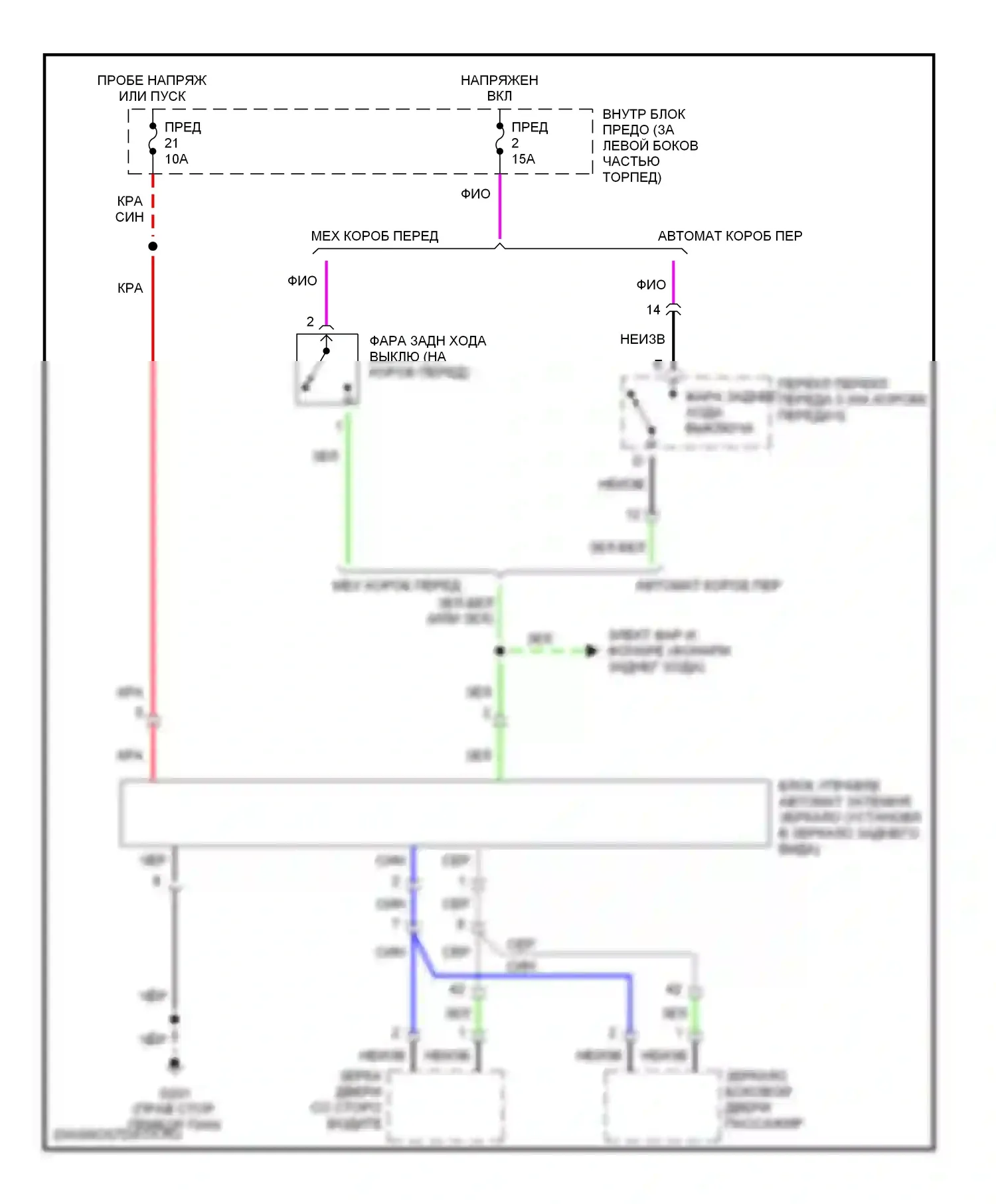 9-5 Saab I рестайлинг (2001-2005): Электросхема автоматического дневного/ночного зеркала 