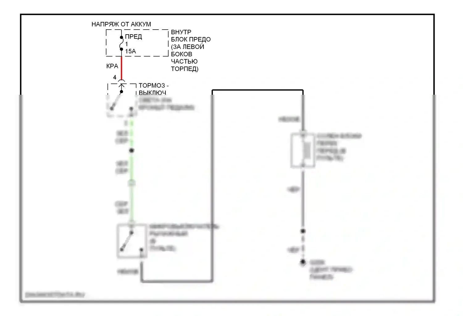 9-5 Saab I (1997-2001): Электросхема блокировки селектора 