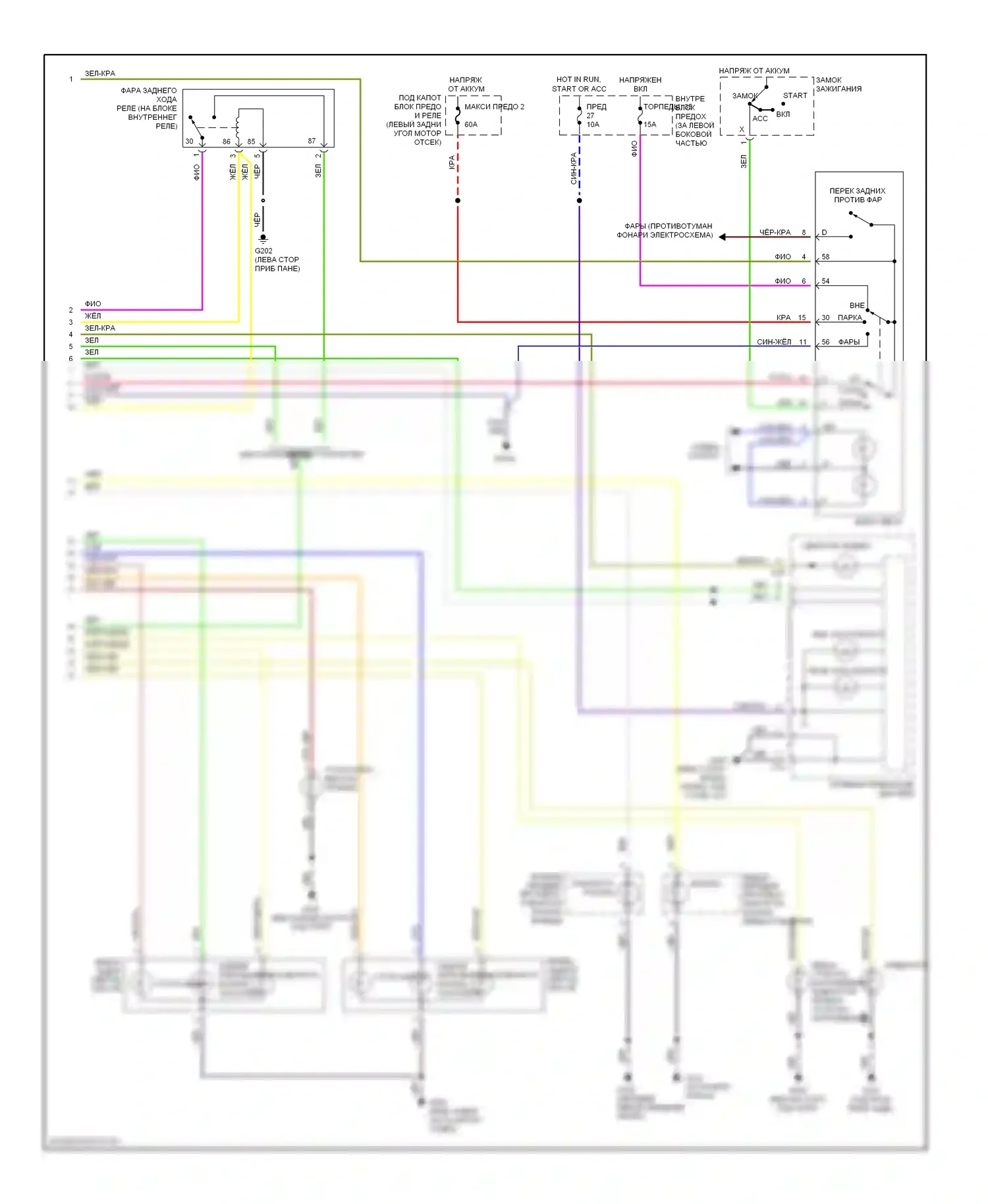 9-5 Saab I (1997-2001): Электросхема фар и фонарей (2 из 2) 
