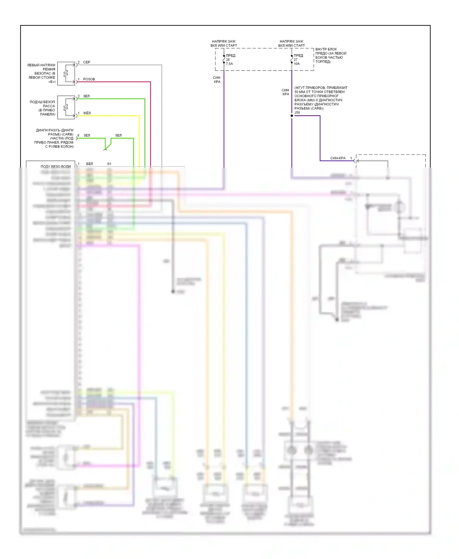 9-5 Saab I (1997-2001): Электросхема подушек безопасности 