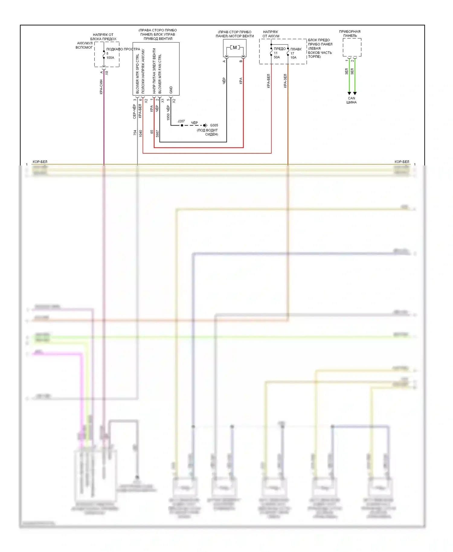 9-5 Saab II (2010-2012): Электросхема климат контроля, один вентилятор (3 из 5) 