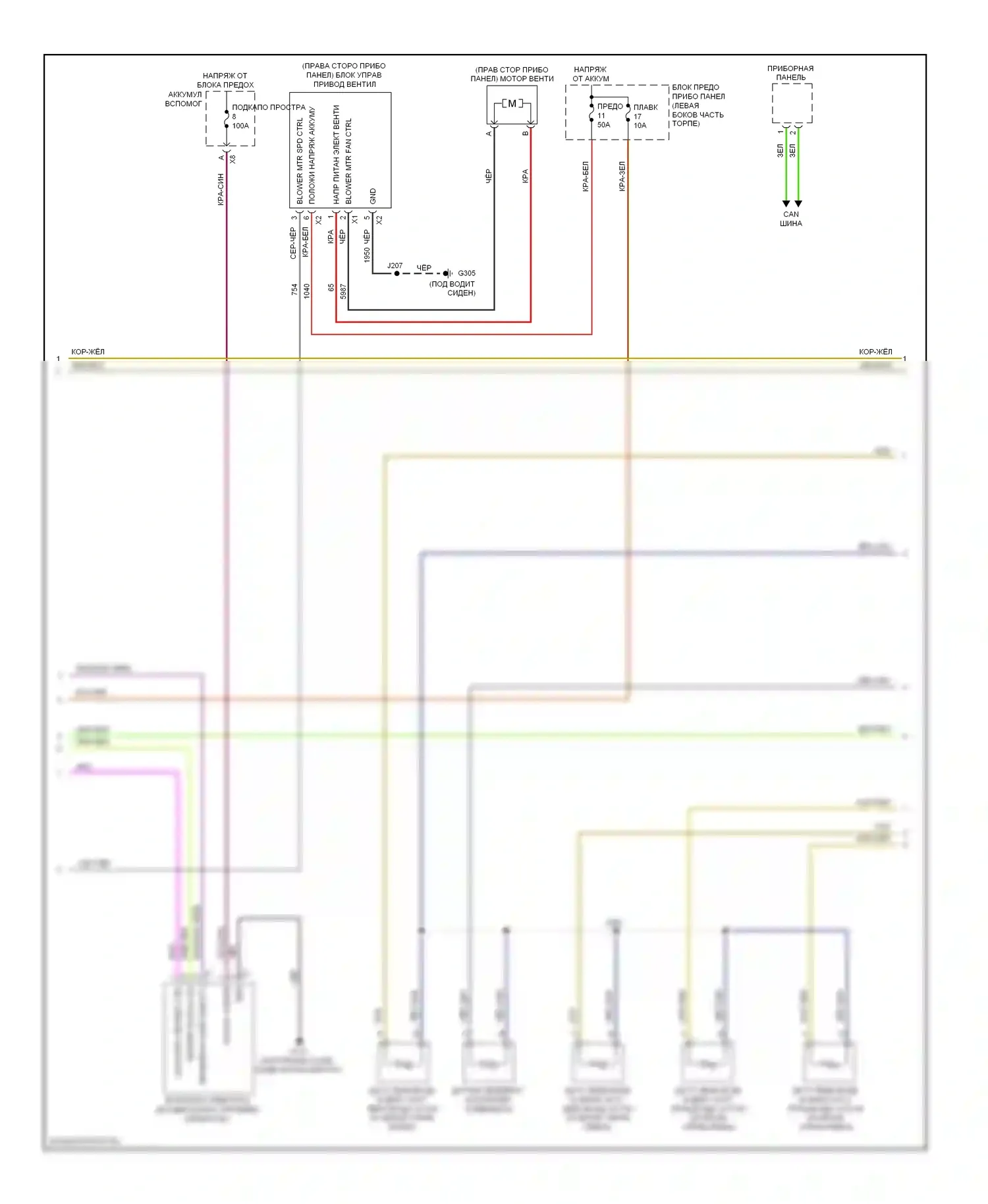 9-5 Saab II (2010-2012): Электросхема климат контроля, сдвоенные вентиляторы (3 из 6) 