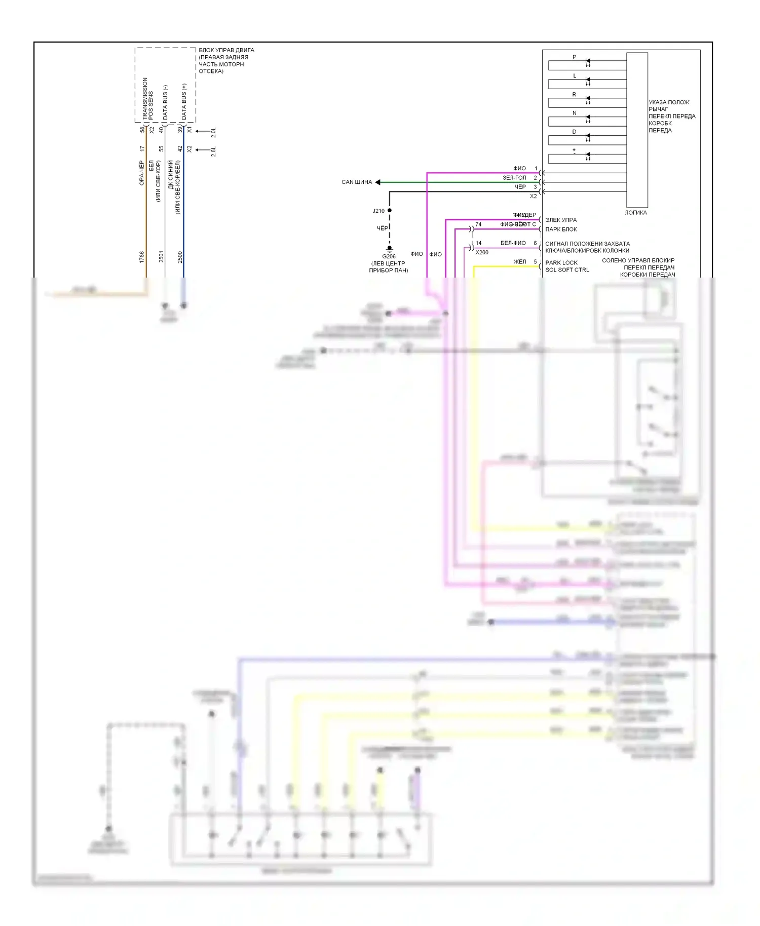 9-5 Saab II (2010-2012): Электросхема автоматической коробки передач (2 из 2) 