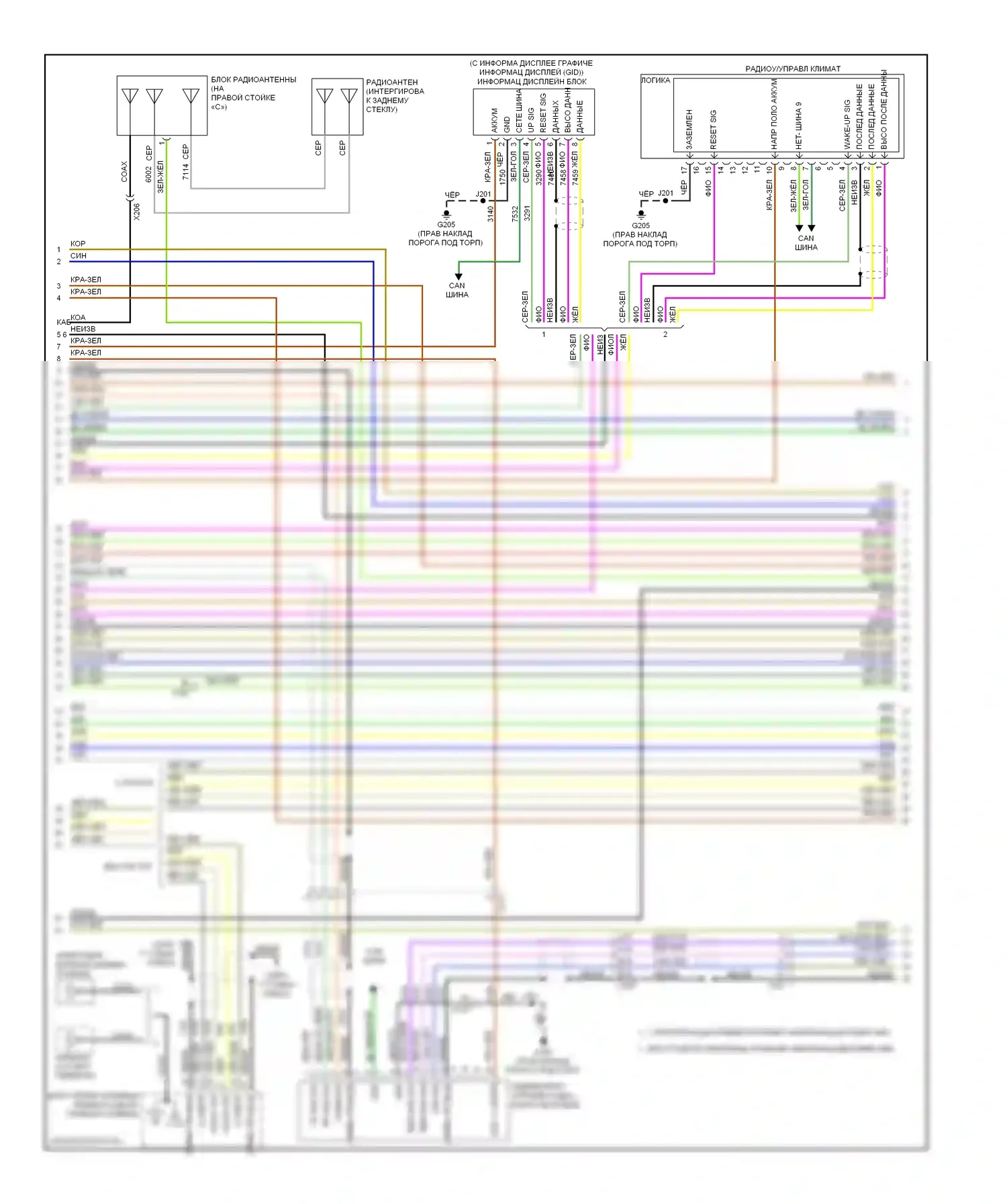 9-5 Saab II (2010-2012): Электросхема магнитолы, без объемного усилителя (2 из 6) 