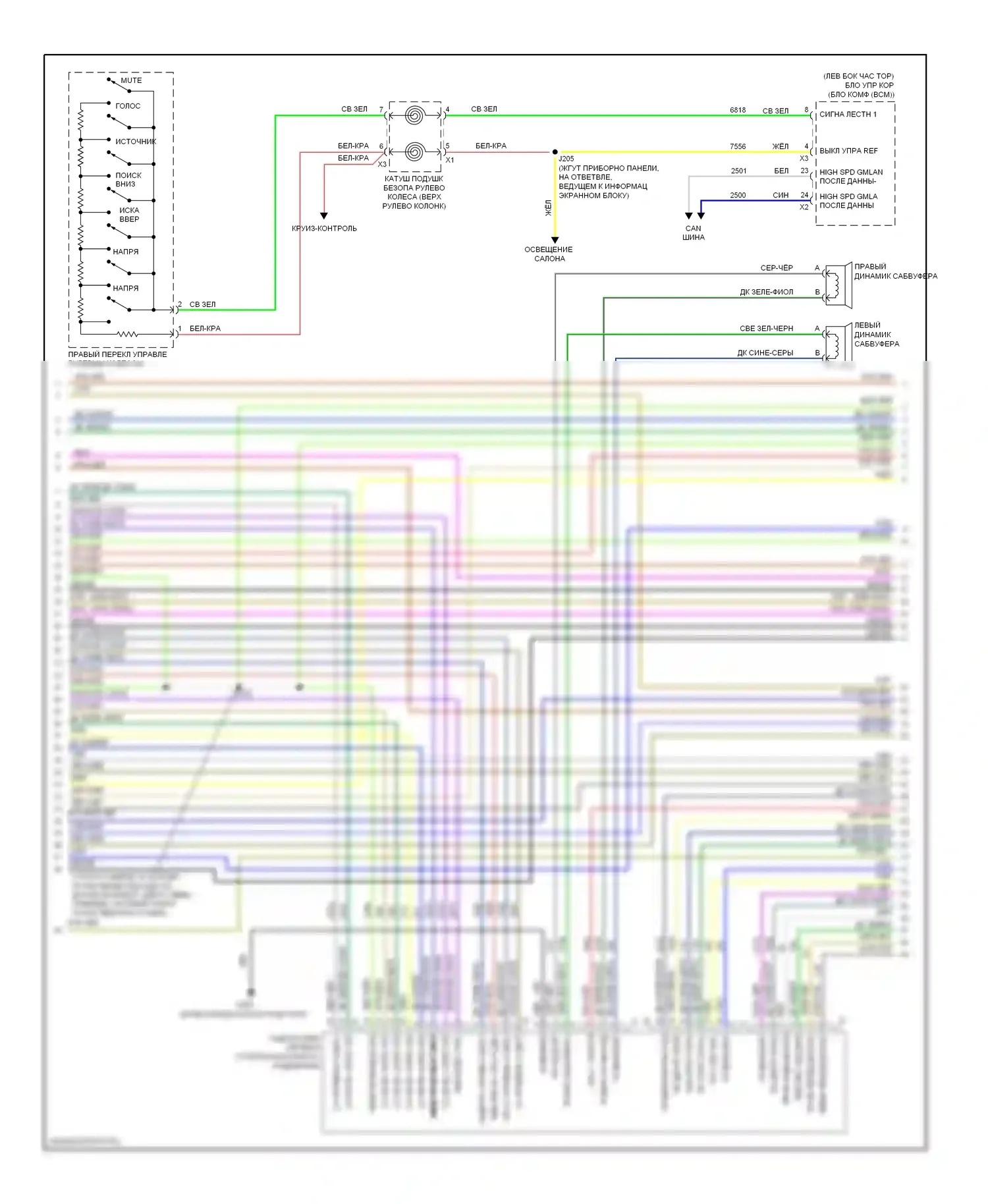 9-5 Saab II (2010-2012): Электросхема магнитолы, с усилителем объемного звучания (3 из 6) 