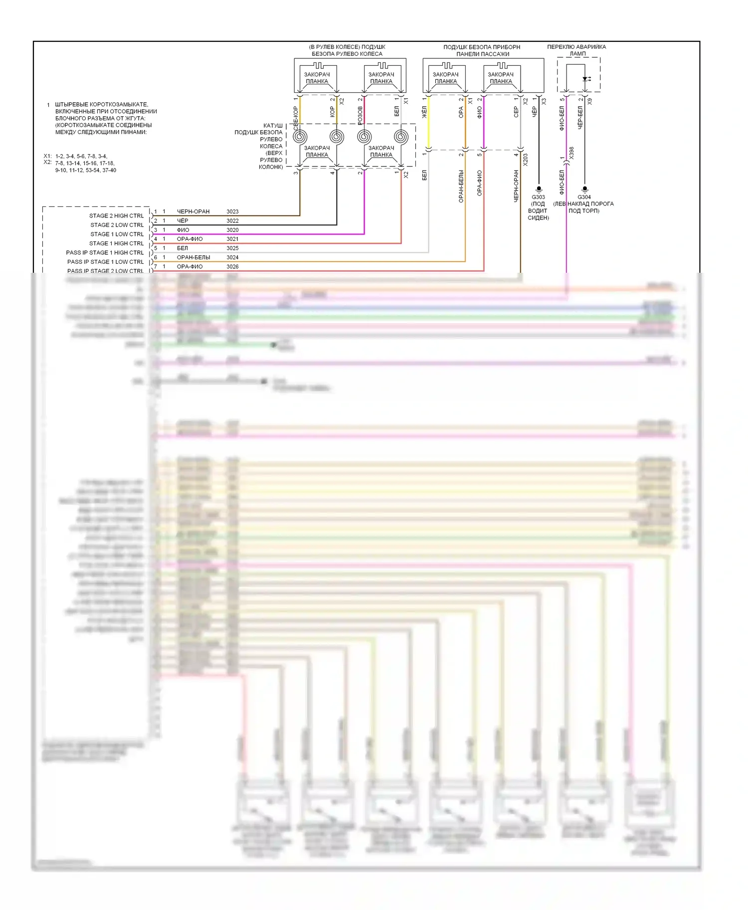 9-5 Saab II (2010-2012): Электросхема подушек безопасности (1 из 3) 