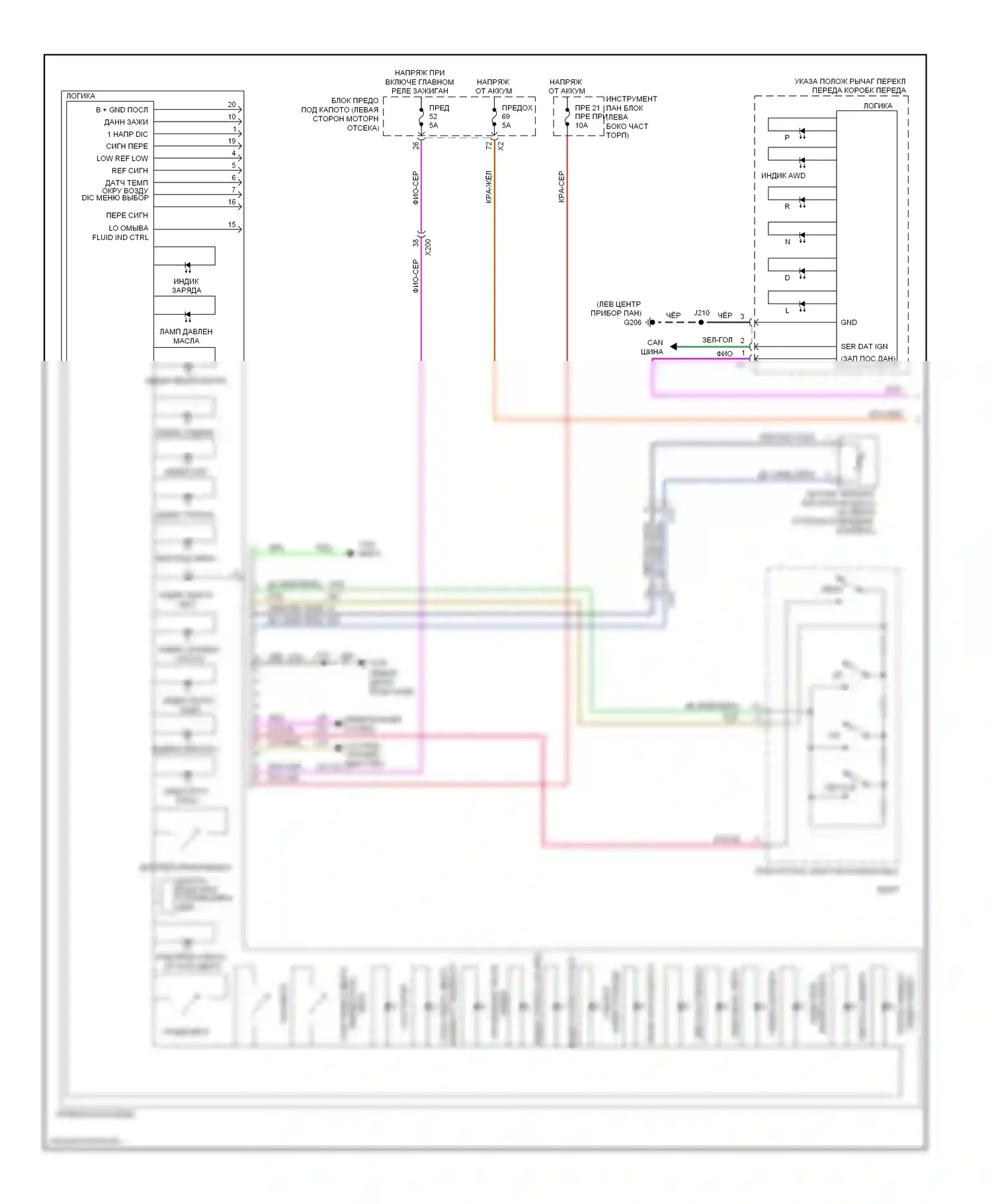 9-5 Saab II (2010-2012): Электросхема приборной панели (1 из 2) 