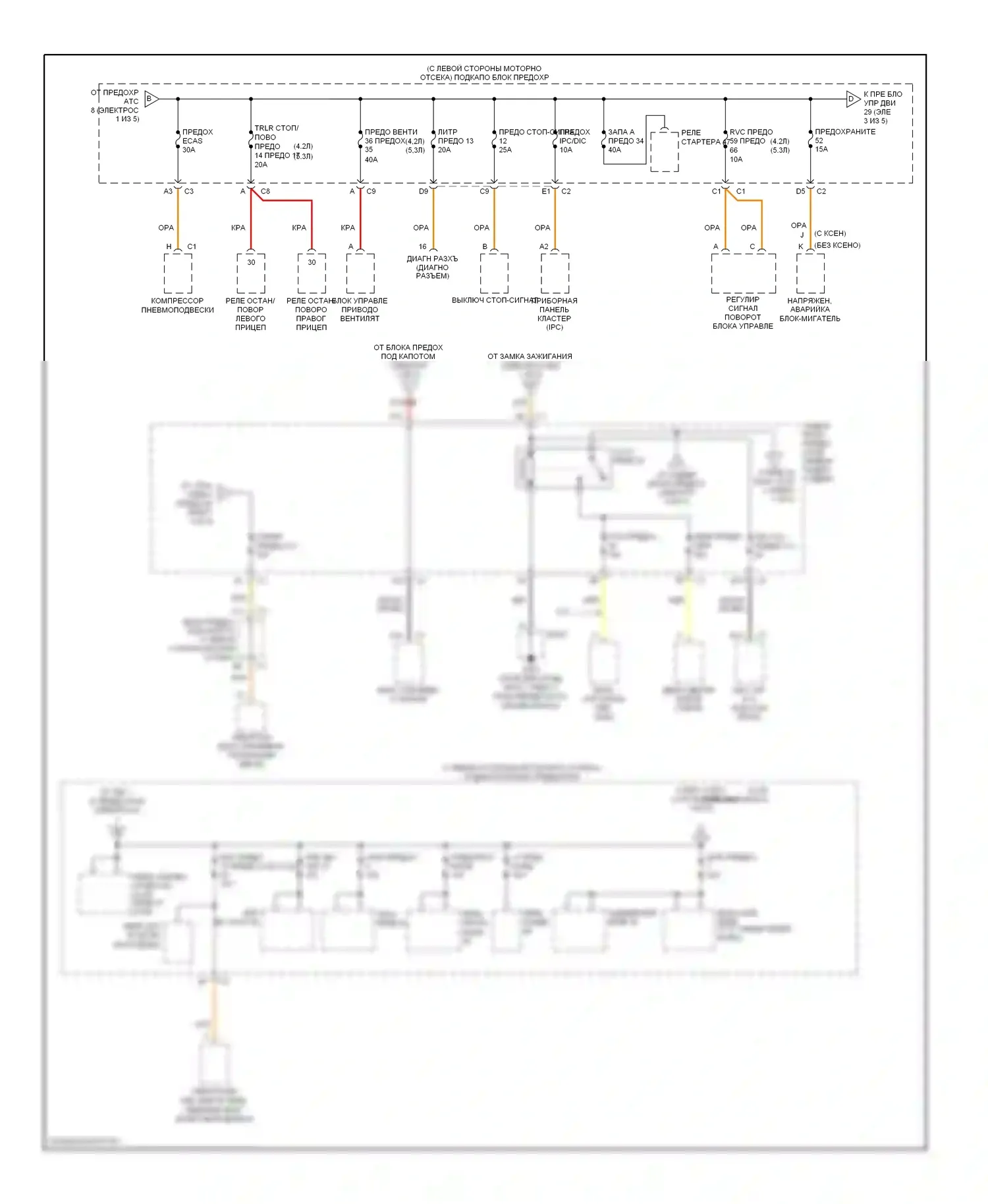 9-7X Saab I (2005-2009): Электросхема блока предохранителей реле (2 из 5) 
