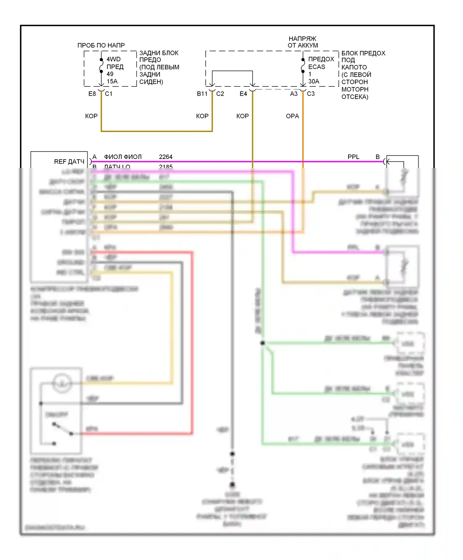 9-7X Saab I (2005-2009): Электросхема электронной подвески 