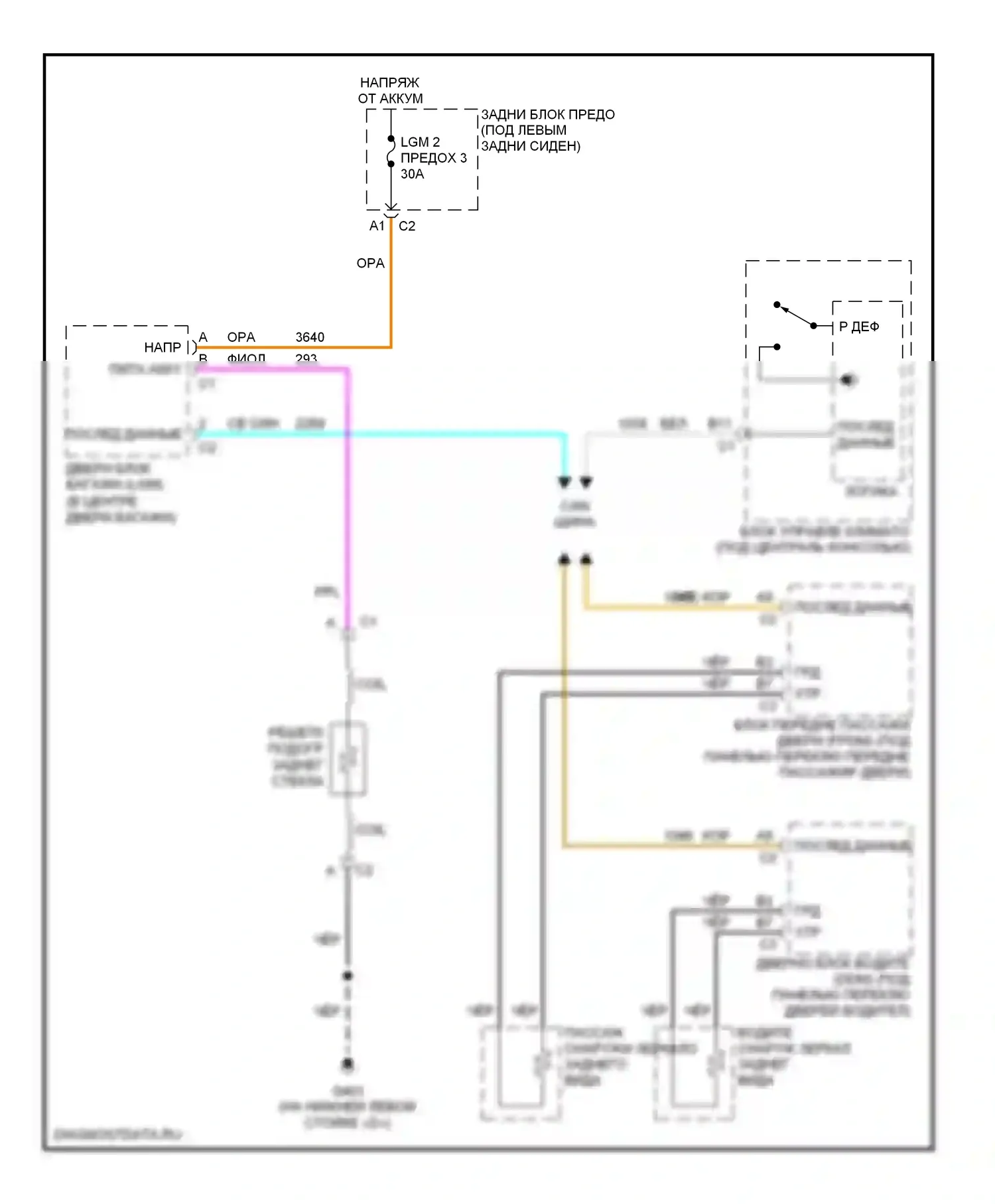 9-7X Saab I (2005-2009): Электросхема подогрева стекол 