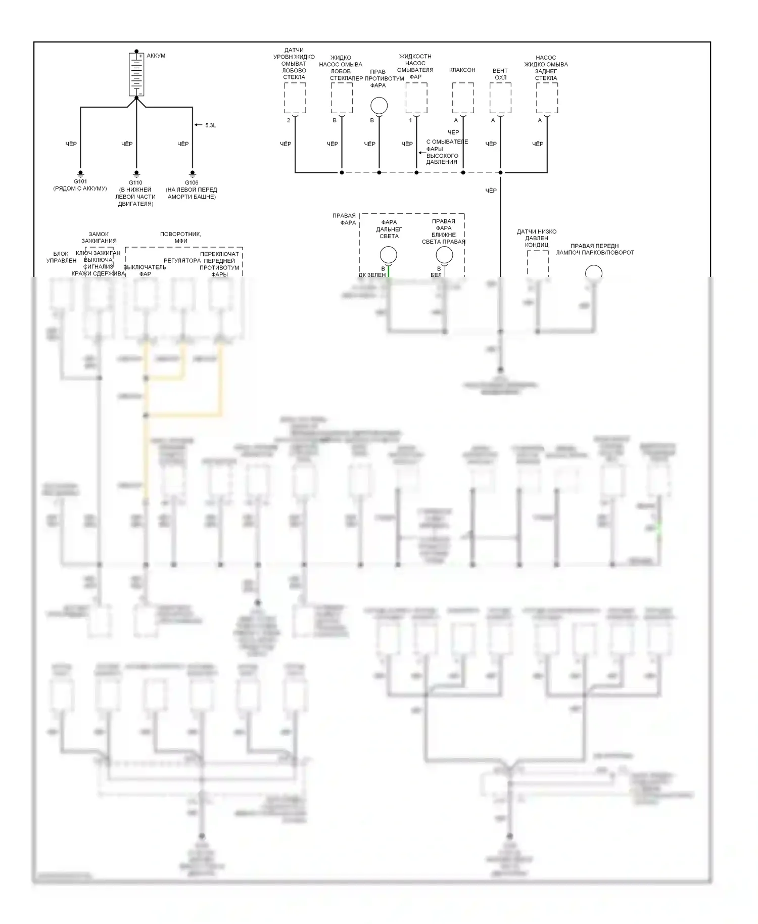 9-7X Saab I (2005-2009): Электросхема точек подключения масс (1 из 5) 