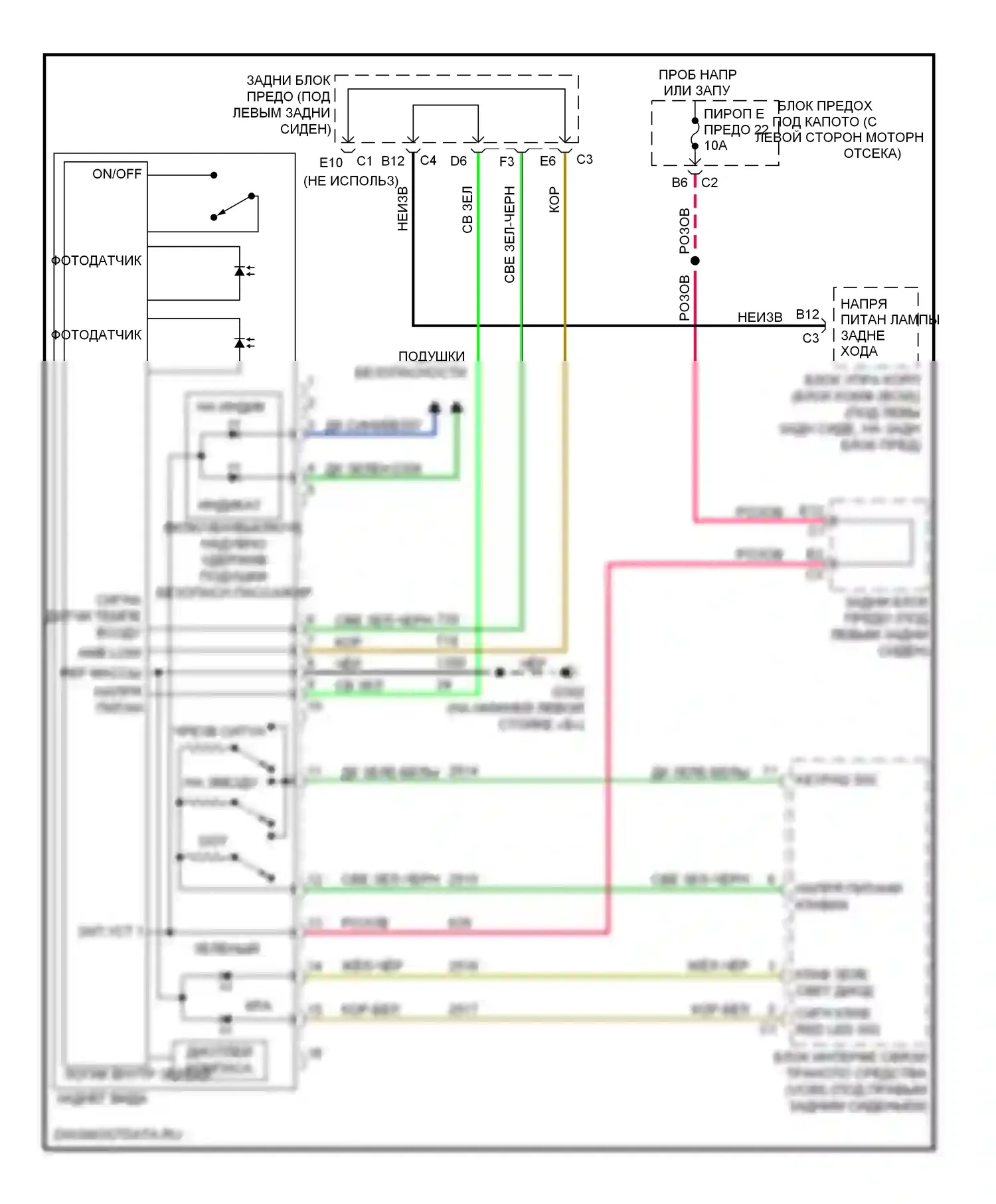 9-7X Saab I (2005-2009): Электросхема автоматического дневного/ночного зеркала 