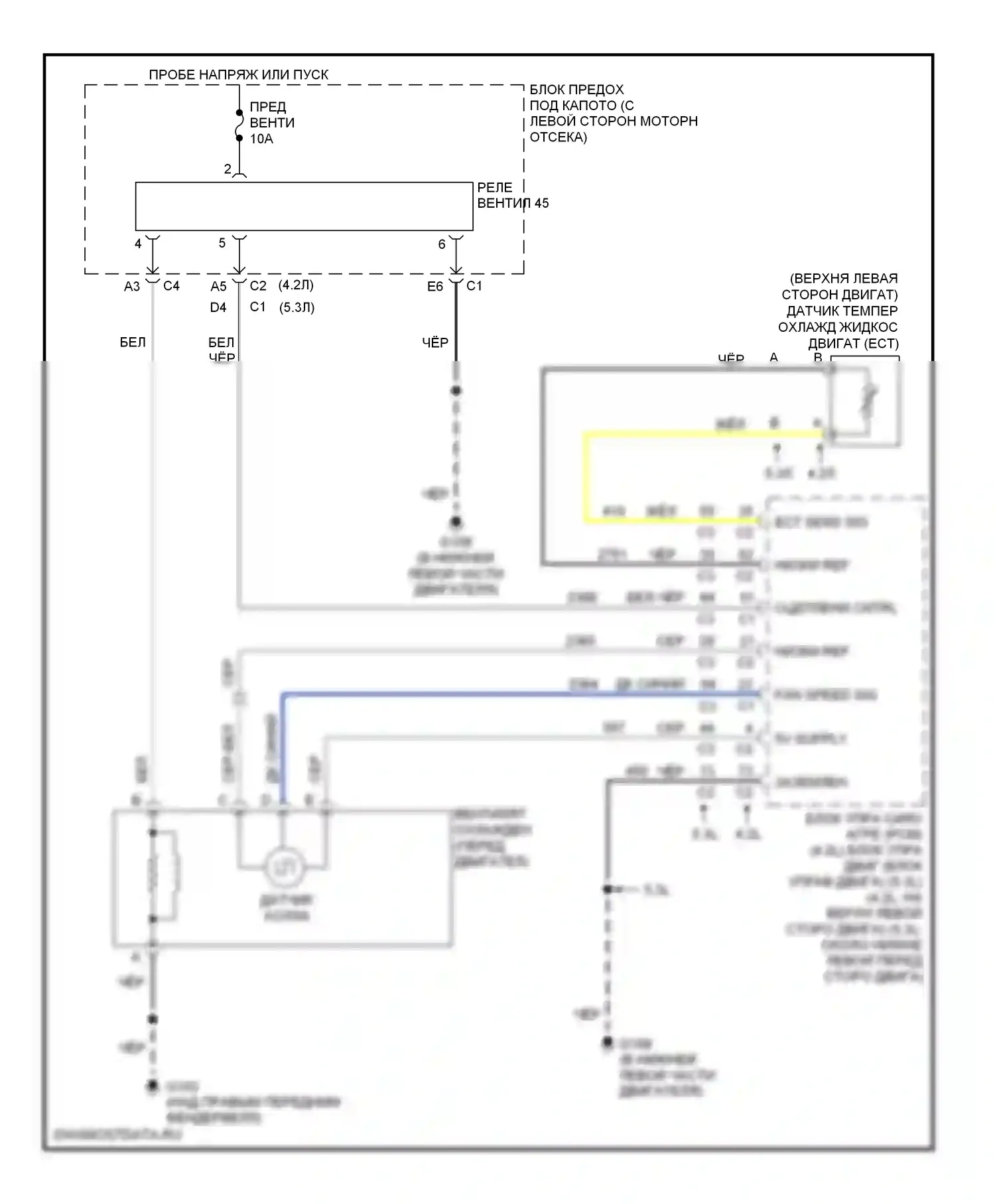 9-7X Saab I (2005-2009): Электросхема вентилятора охлаждения 