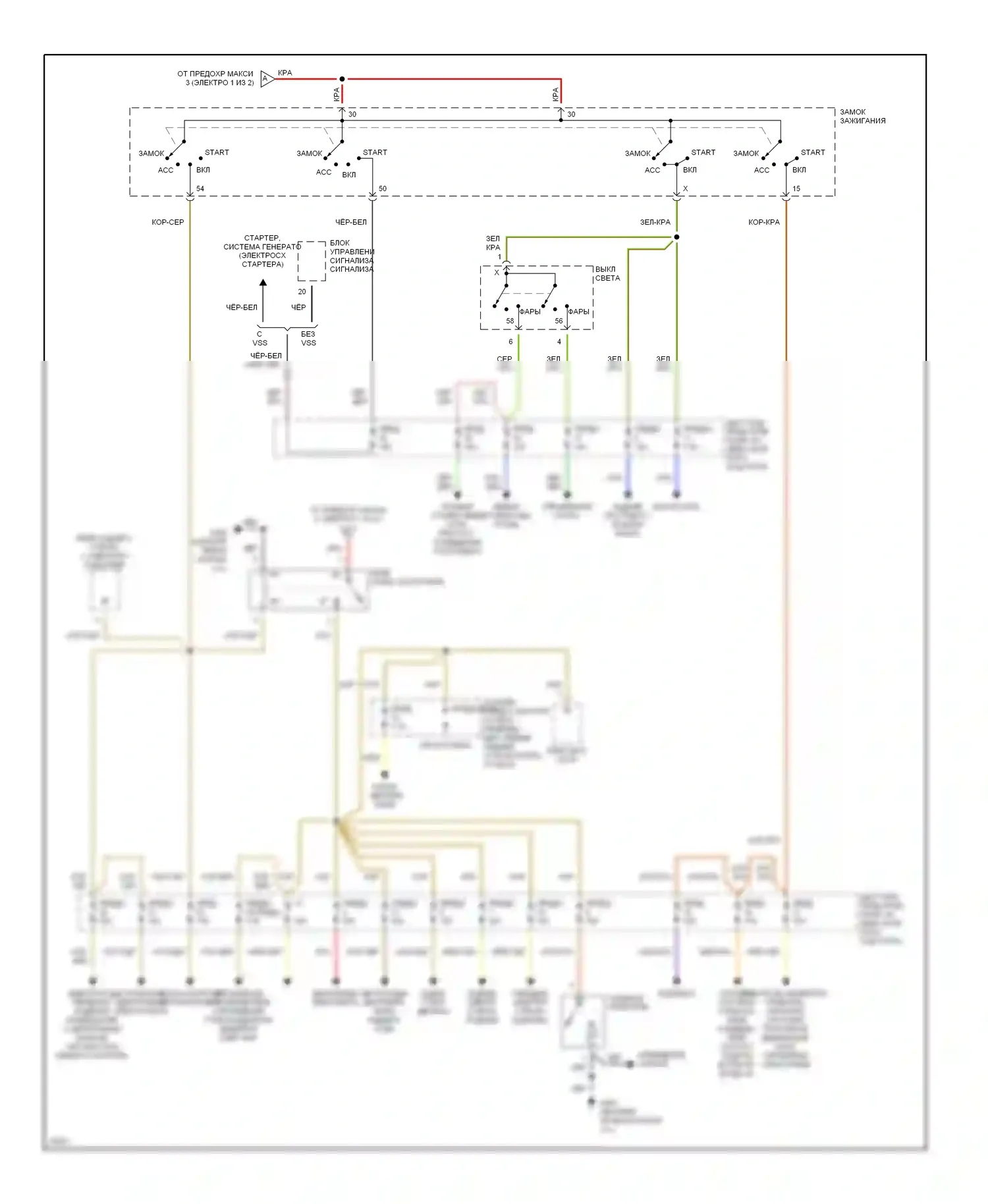 900 Saab II (1993-1998): Электросхема блока предохранителей реле (2 из 2) 