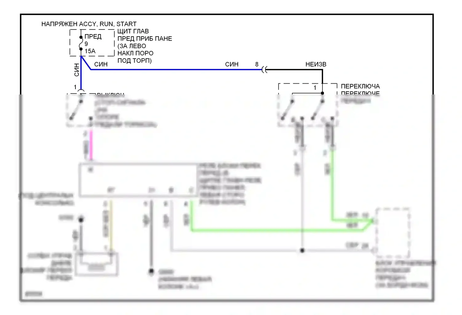 900 Saab II (1993-1998): Электросхема блокировки селектора 