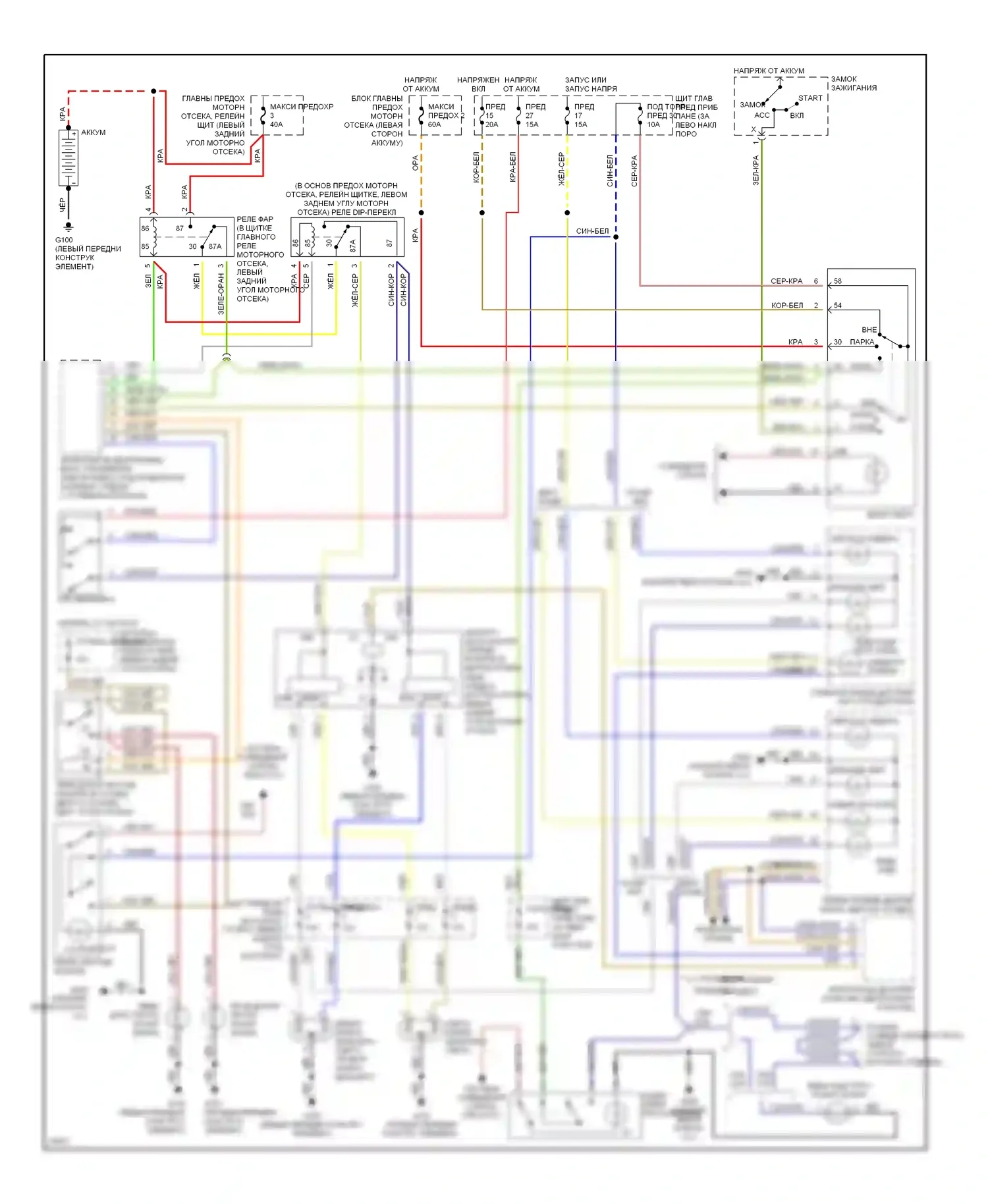 900 Saab II (1993-1998): Электросхема фар 