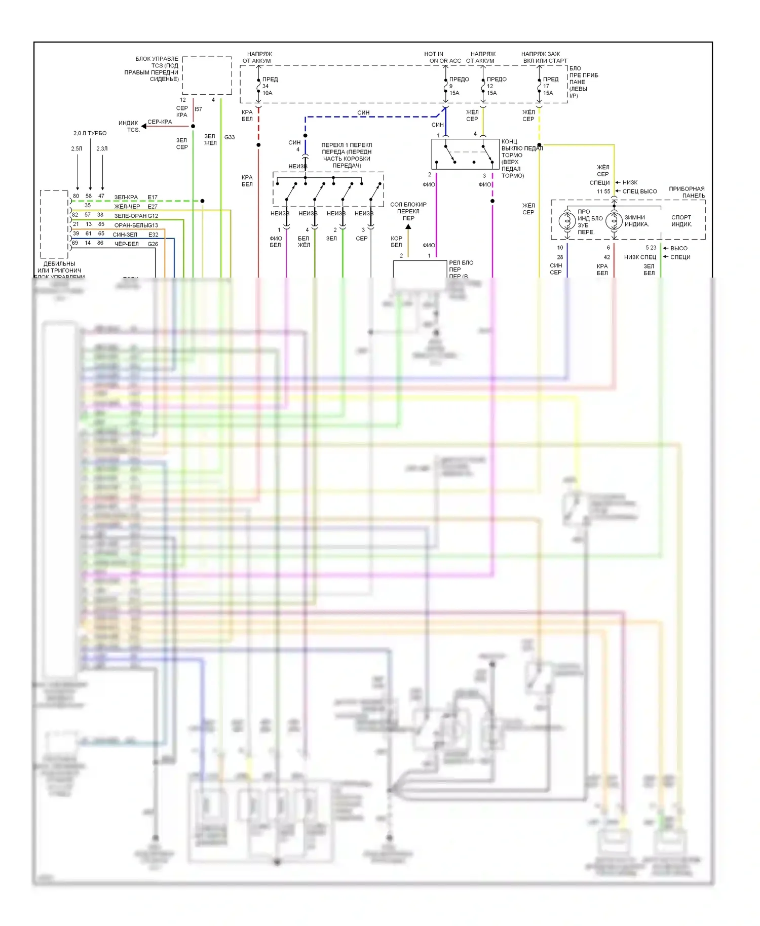 900 Saab II (1993-1998): Электросхема четырехскоростной трансмиссии 