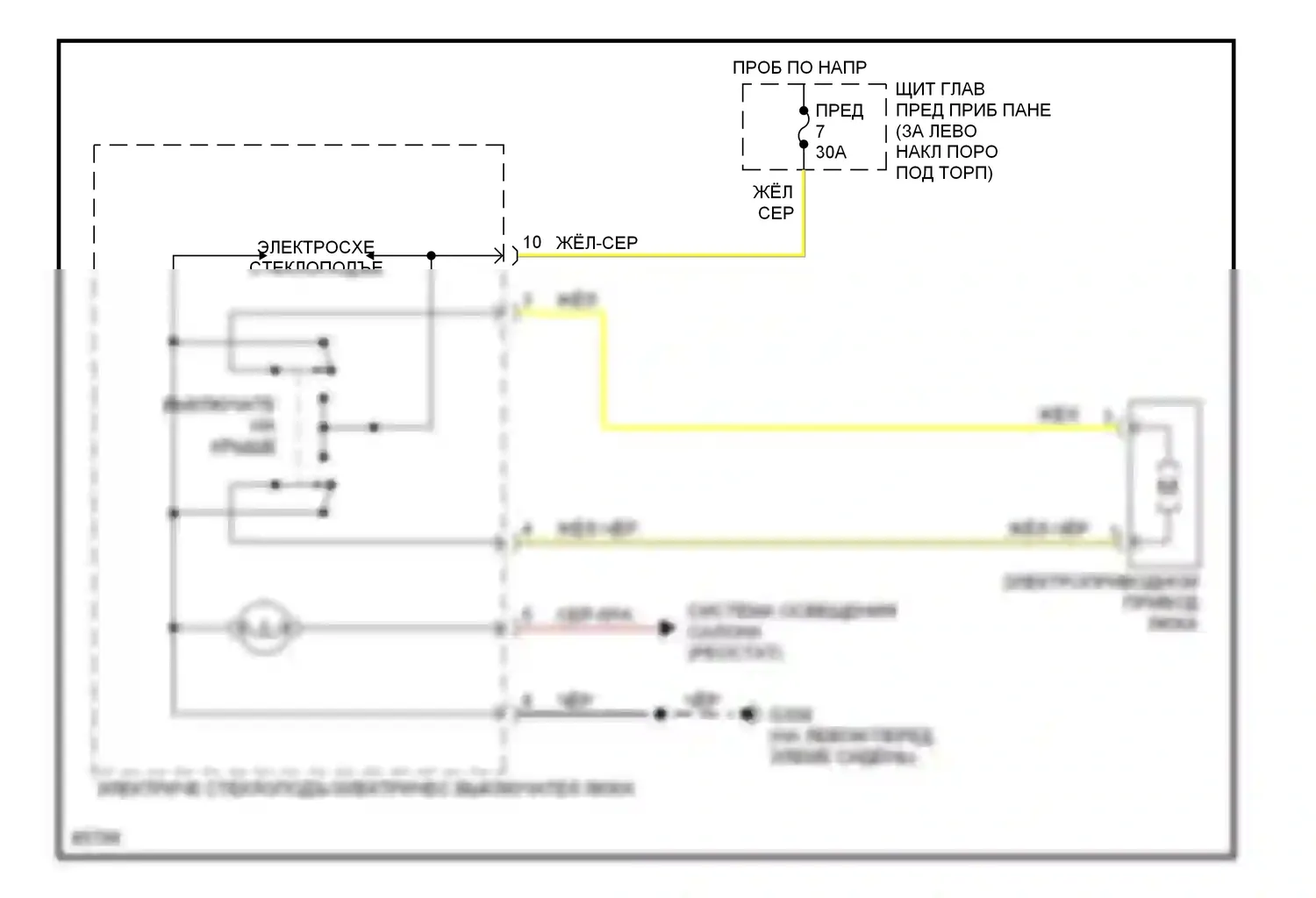 900 Saab II (1993-1998): Электросхема люка 