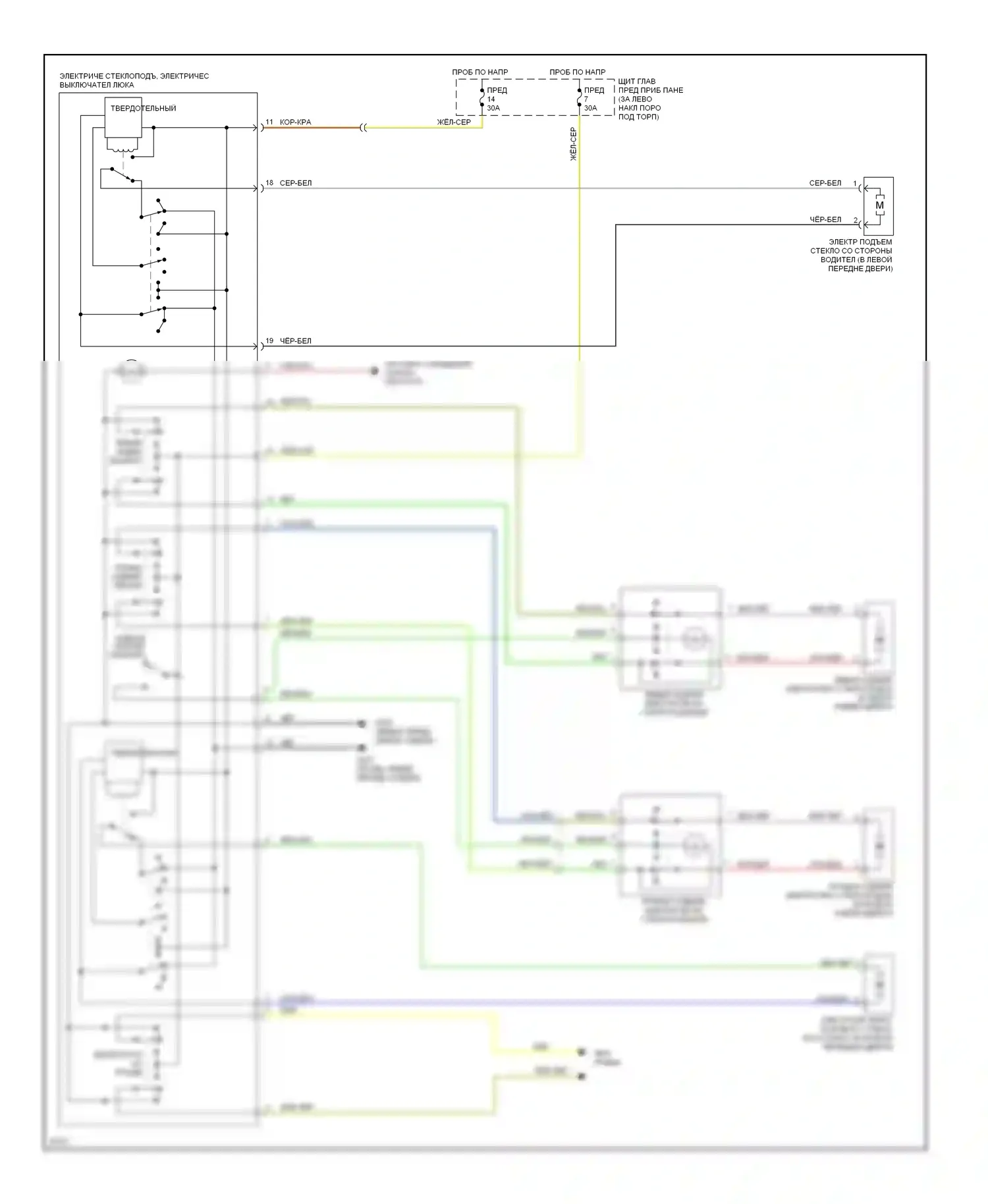 900 Saab II (1993-1998): Электросхема стеклоподъемника 