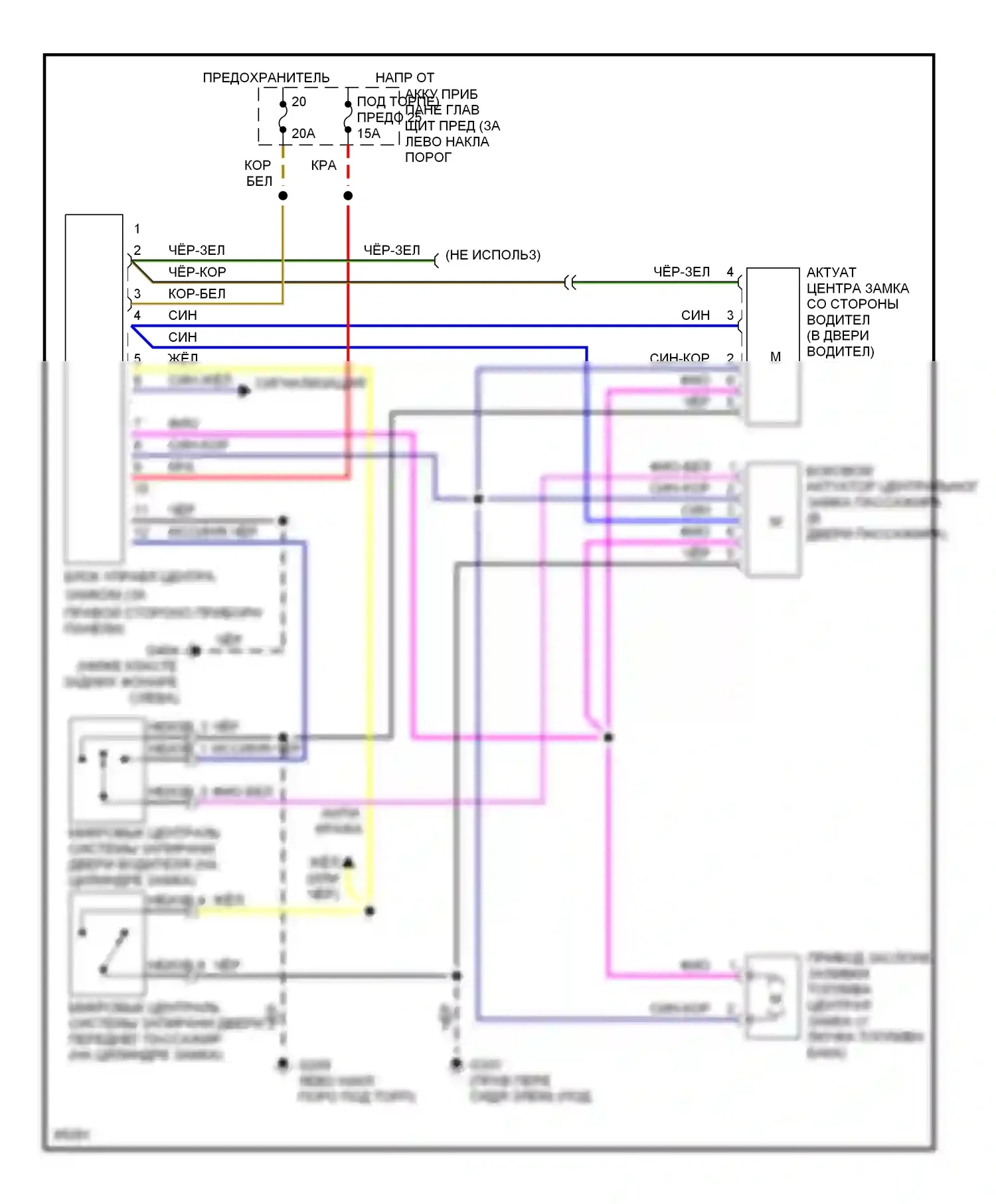 900 Saab II (1993-1998): Электросхема замка силовой двери, кабриолет 