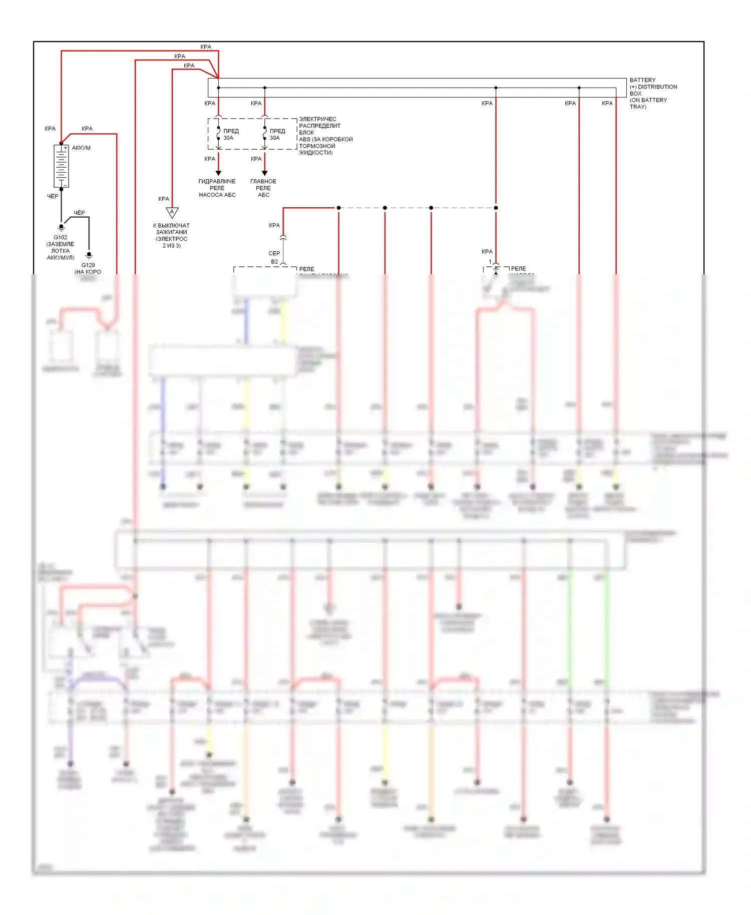 9000 Saab I рестайлинг (1991-1998): Электросхема блока предохранителей реле (1 из 3) 
