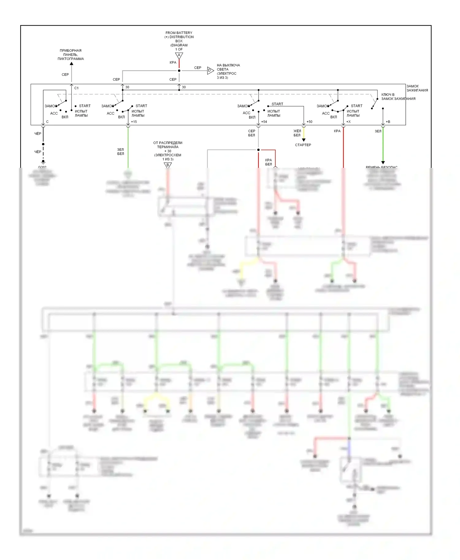 9000 Saab I рестайлинг (1991-1998): Электросхема блока предохранителей реле (2 из 3) 