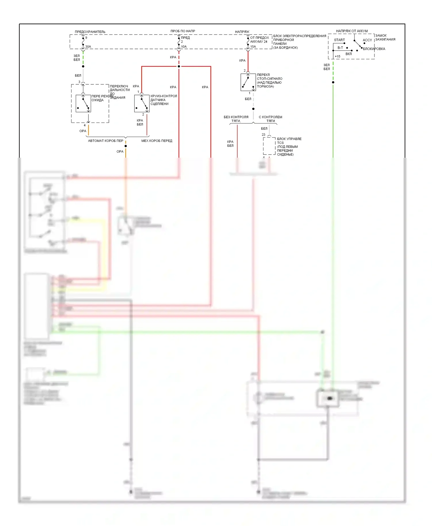 9000 Saab I рестайлинг (1991-1998): Электросхема круиз-контроля 