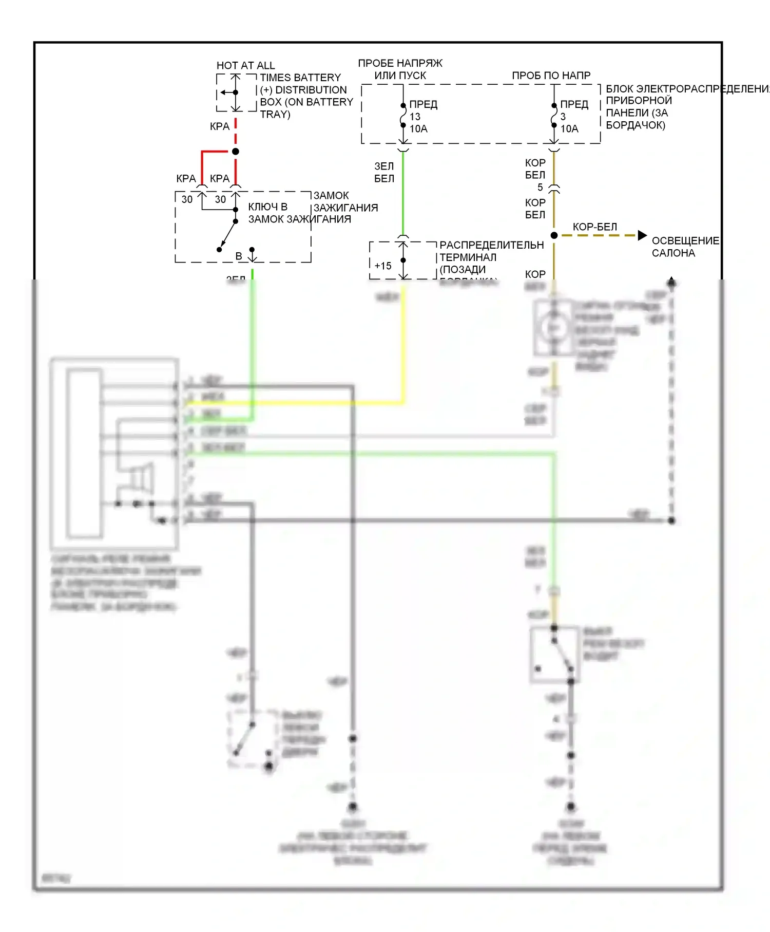 9000 Saab I рестайлинг (1991-1998): Электросхемы системы оповещения 
