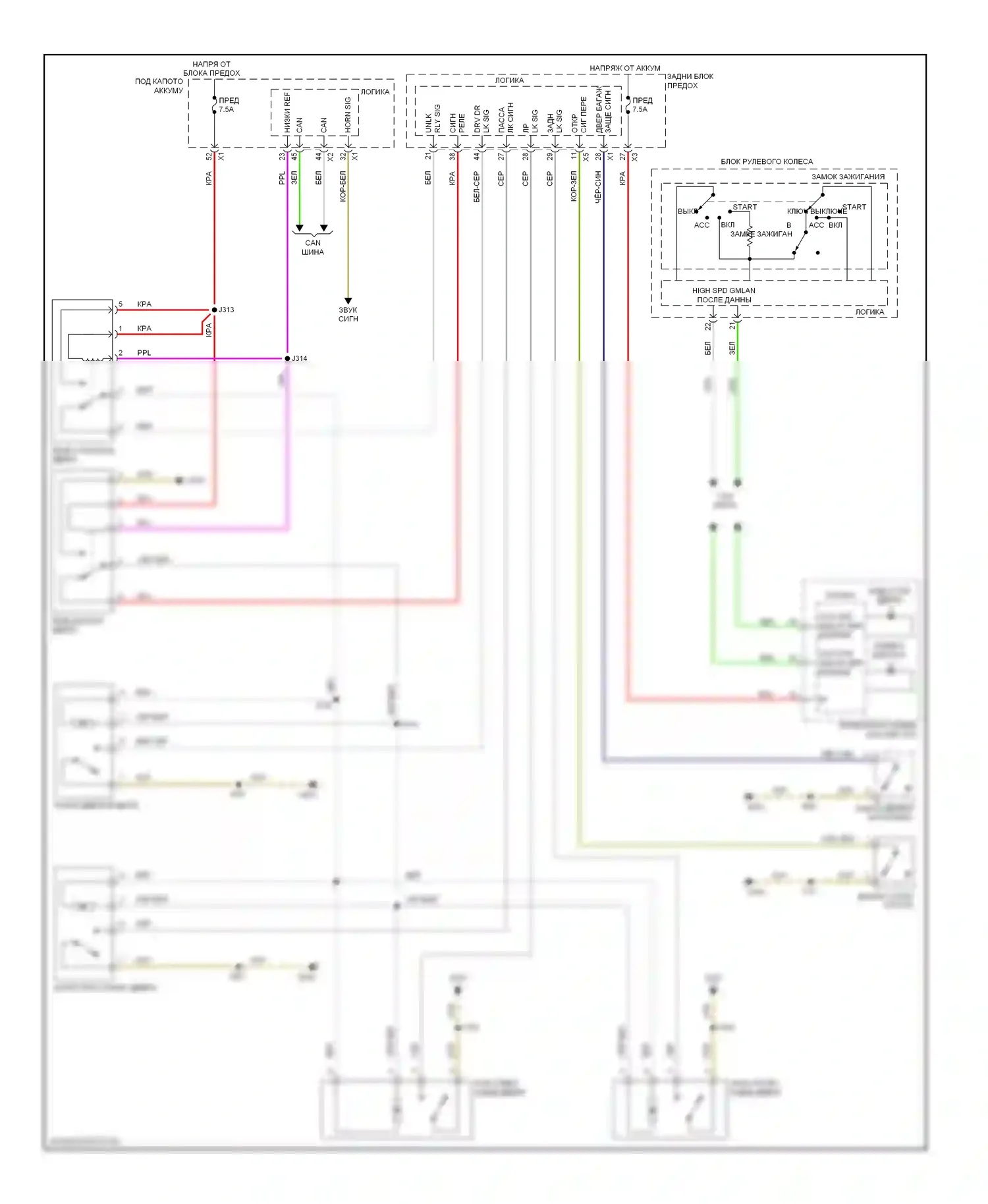 Astra Saturn I (2008-2009): Электросхема центрального замка 