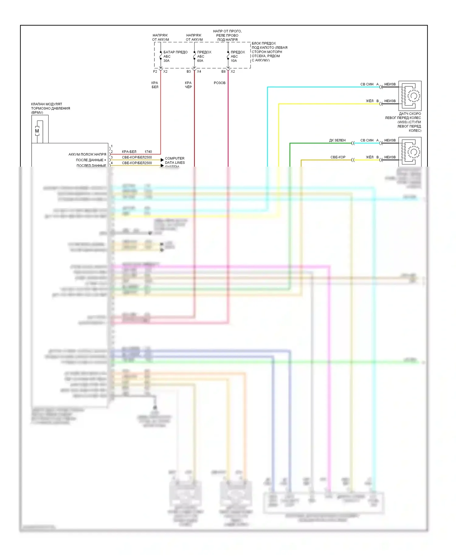 Aura Saturn I (2006-2010): Антиблокировочная система abs электросхема, за исключением гибридной (1 из 2) 