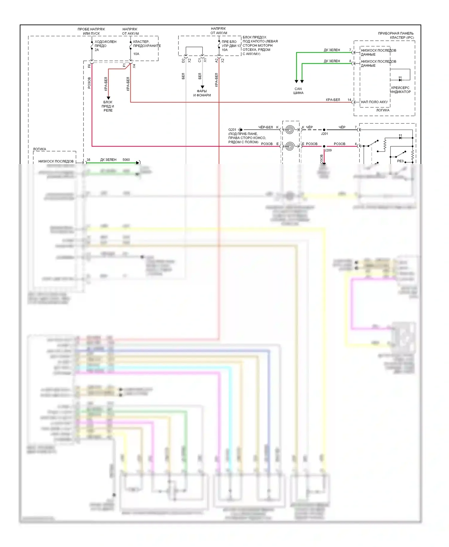 Aura Saturn I (2006-2010): 2,4л vin b, электросхема круиз-контроля 