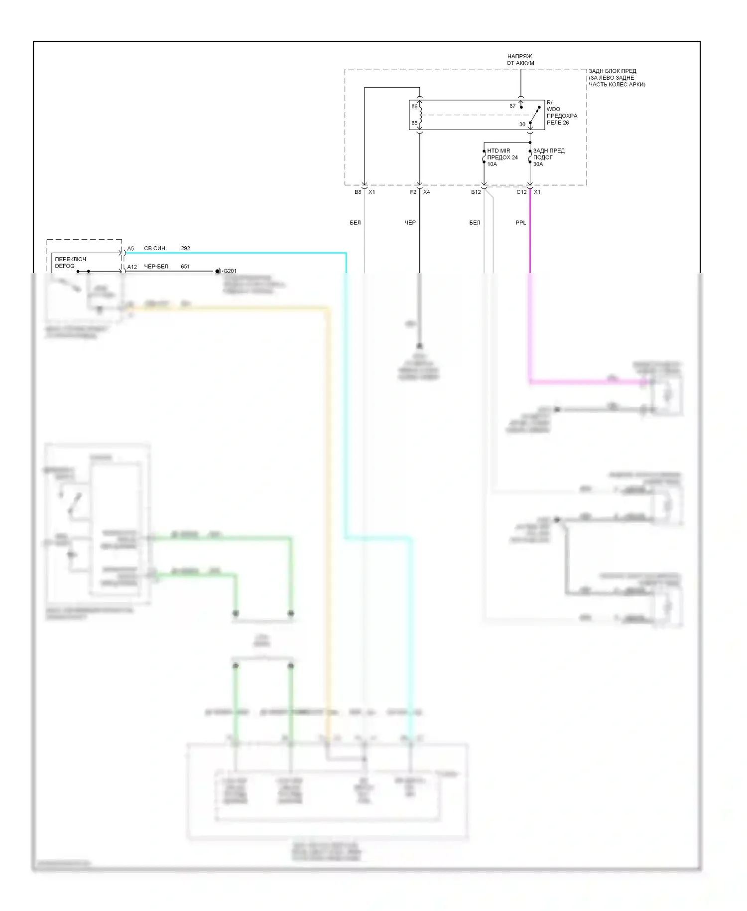 Aura Saturn I (2006-2010): Электросхема подогрева стекол 