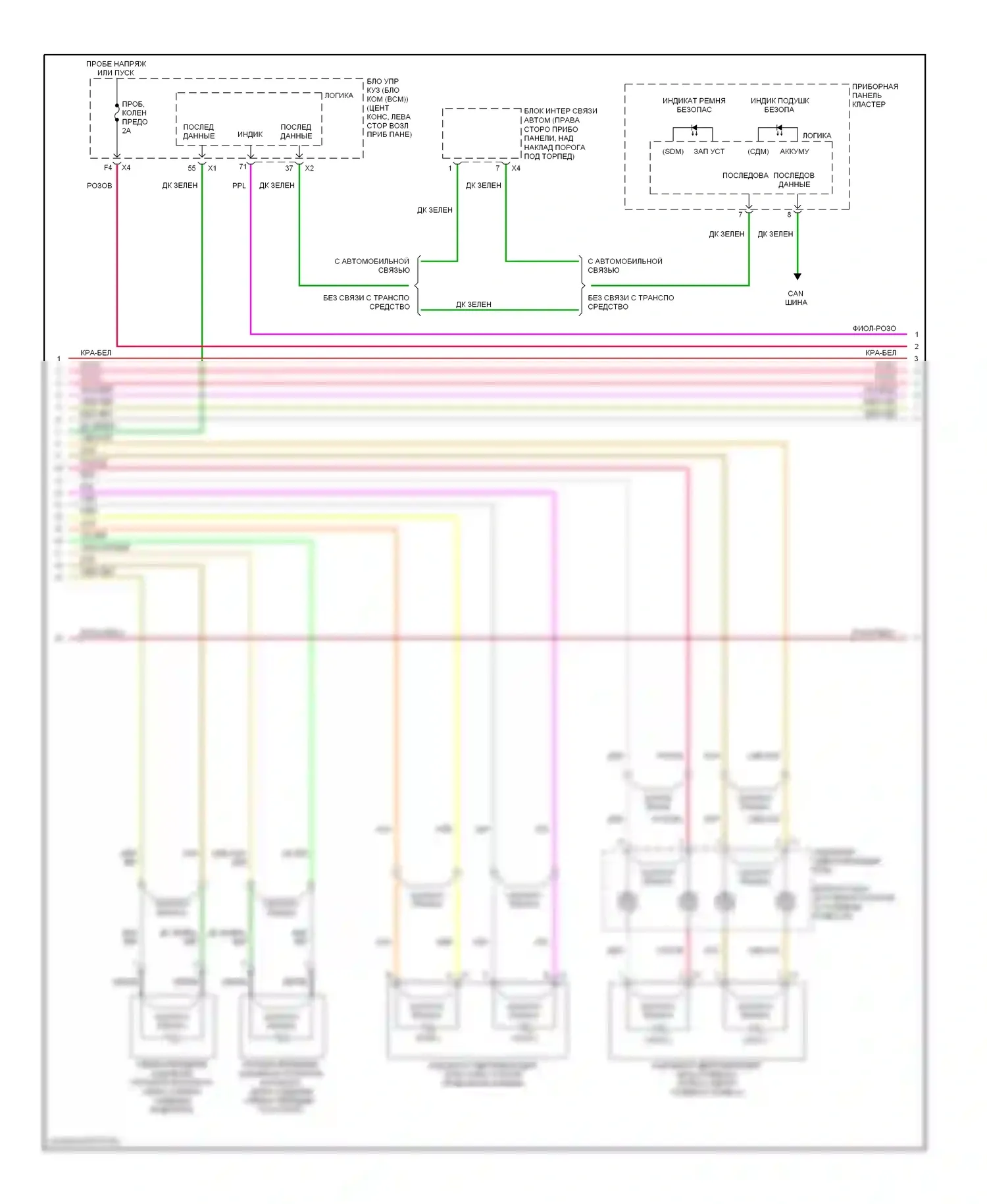 Aura Saturn I (2006-2010): Электросхема подушек безопасности (2 из 3) 