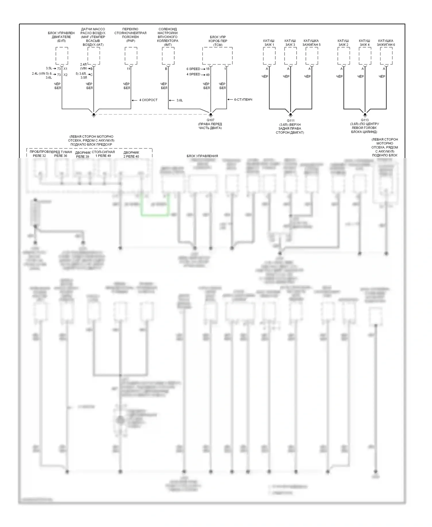 Aura Saturn I (2006-2010): Электросхема точек подключения масс (1 из 3) 
