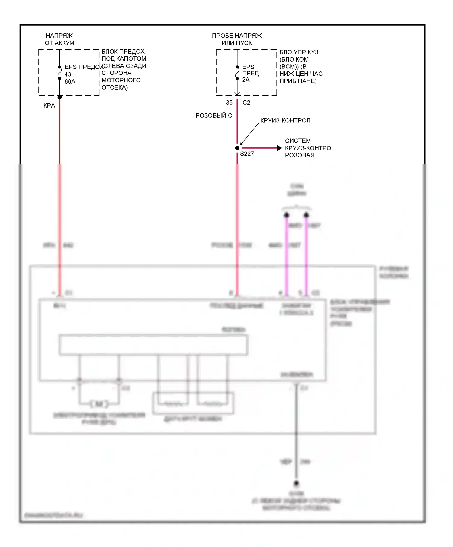 ION Saturn I (2003-2007): Электросхема электроусилителя руля 