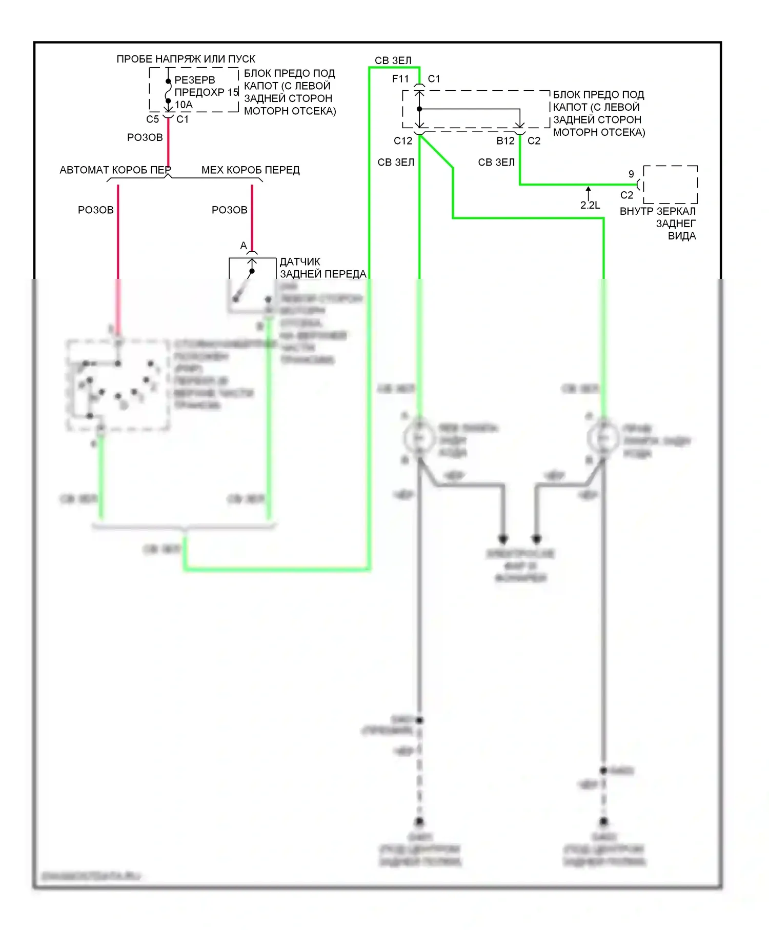 ION Saturn I (2003-2007): Электросхема фонарей заднего хода 