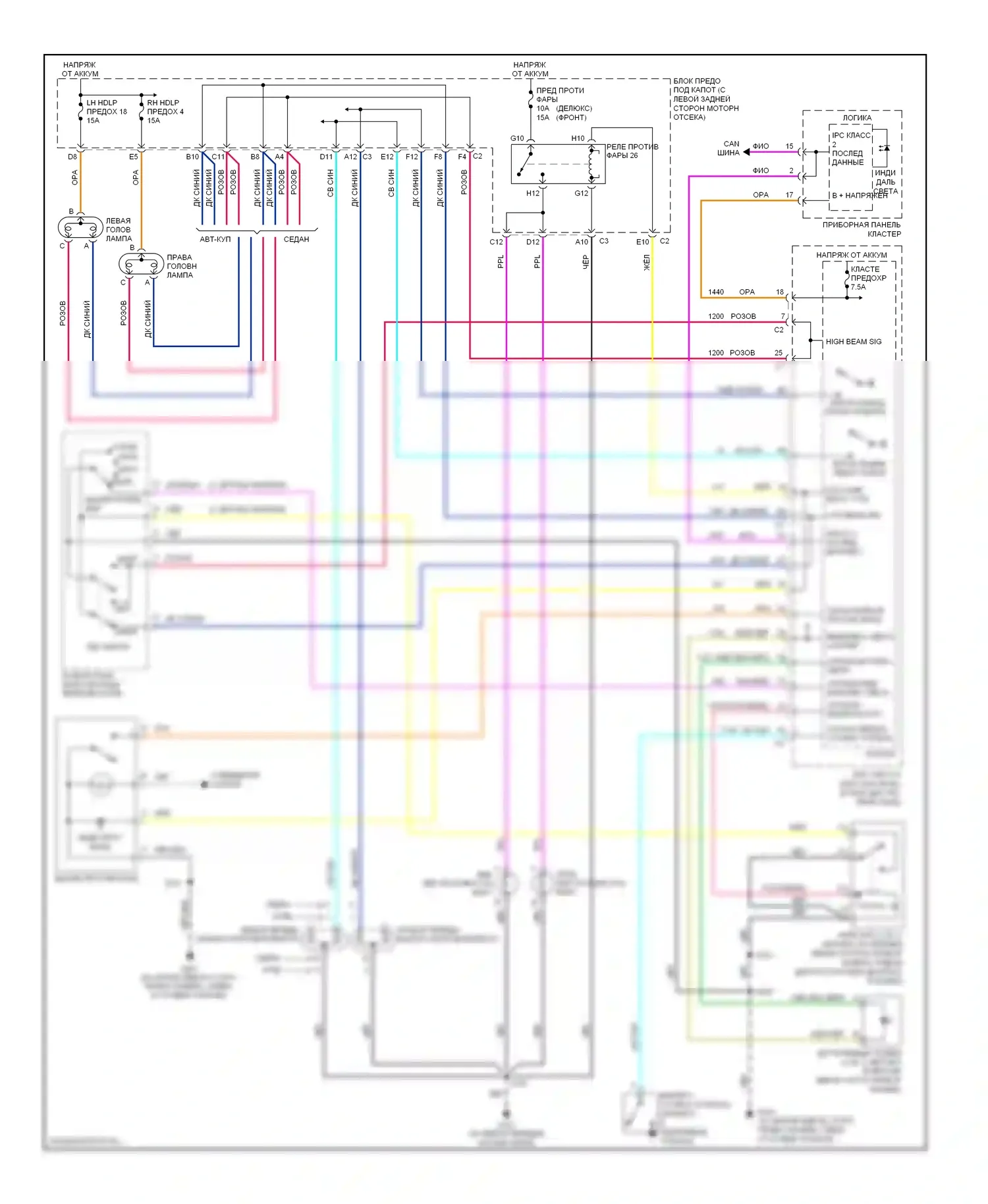 ION Saturn I (2003-2007): Электросхема фар 