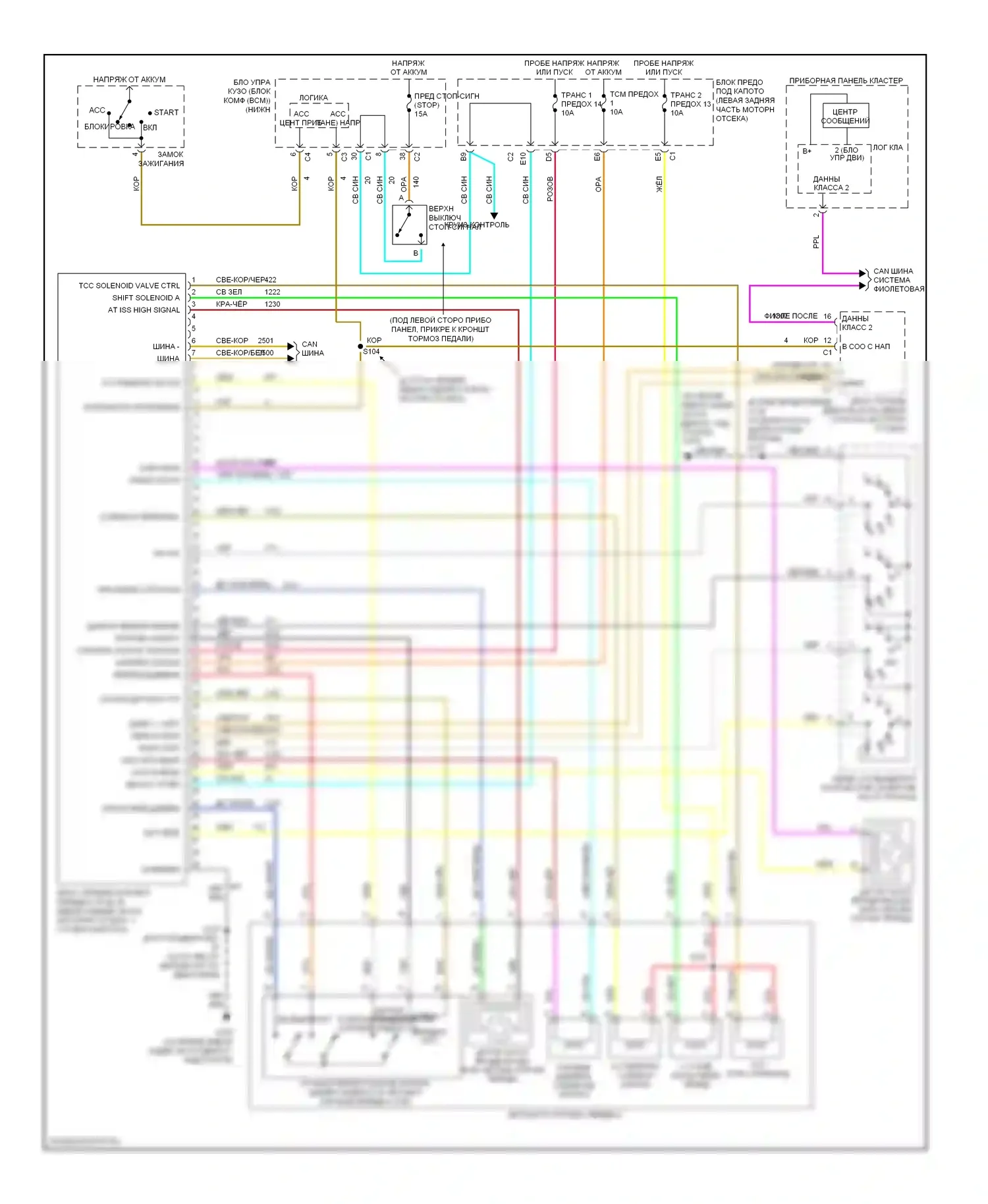 ION Saturn I (2003-2007): Электросхема автоматической коробки передач 
