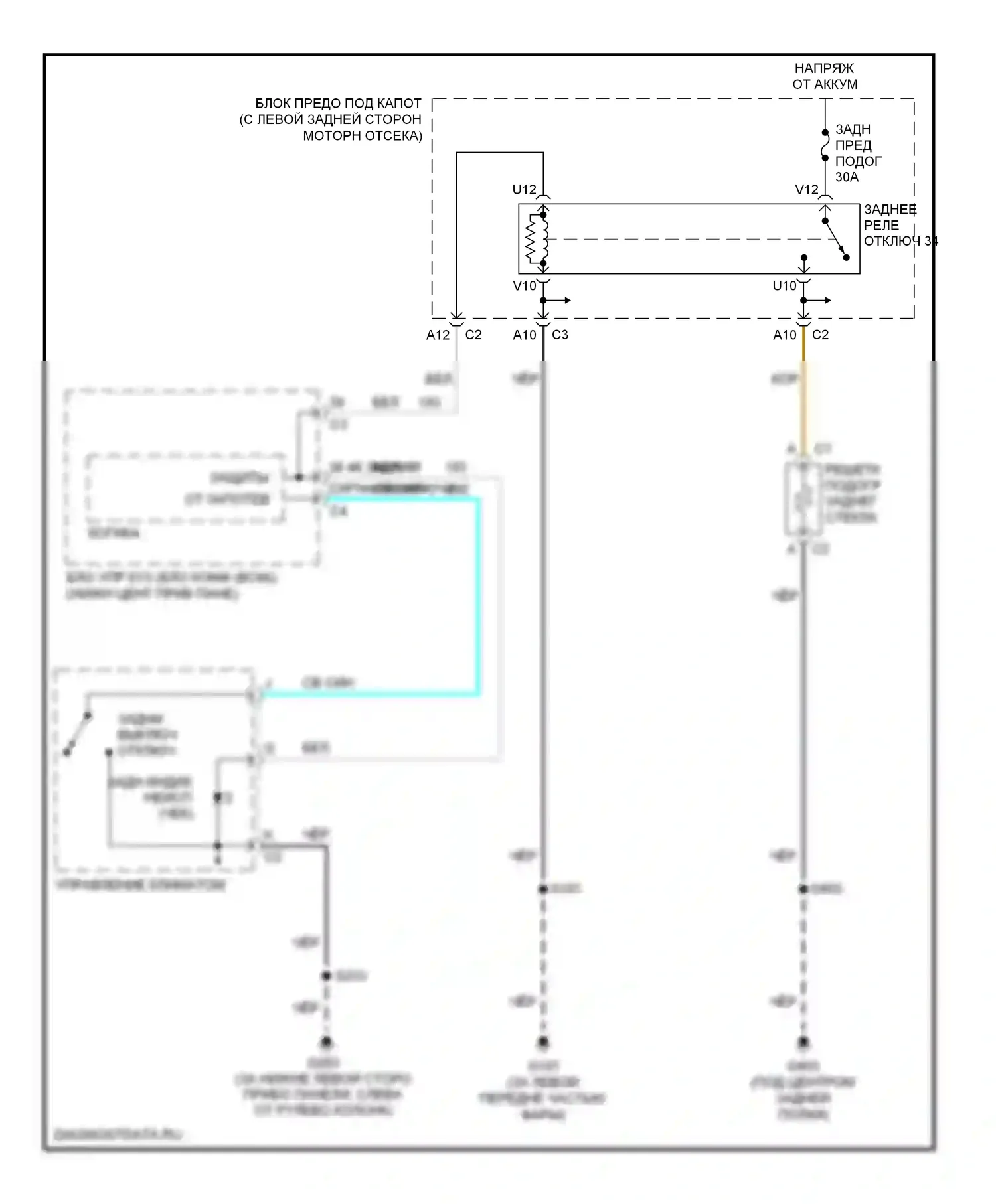 ION Saturn I (2003-2007): Электросхема подогрева стекол 